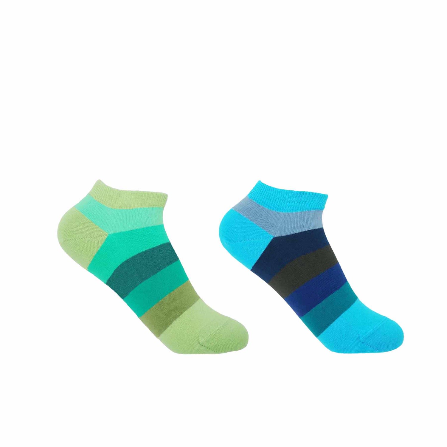 Peper Harow - Made In England Block Stripe Women's Trainer Socks Bundle - Earth & Aqua