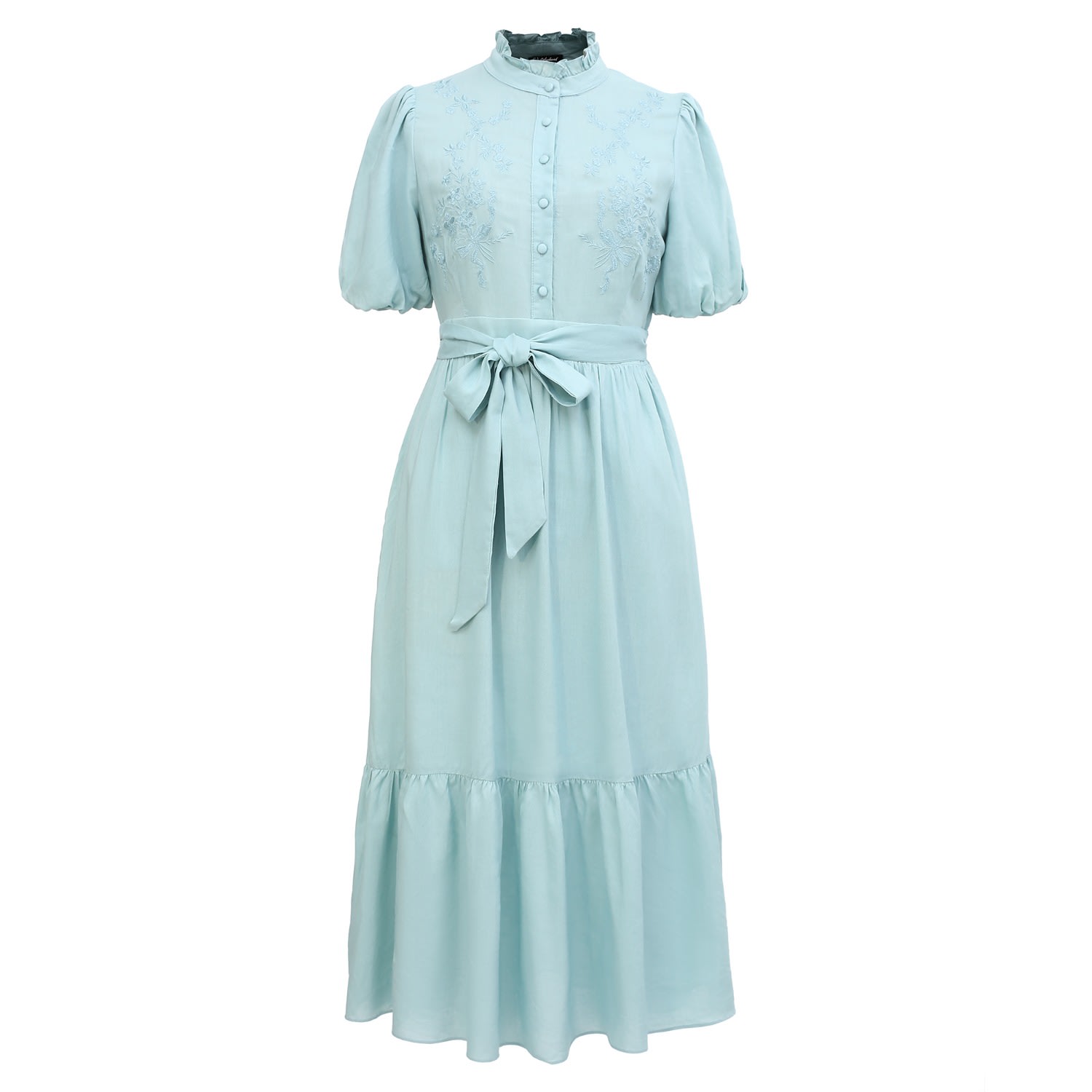 Smart And Joy Women's Tea Dress With Tiered Ruffles - Light Blue In Blue