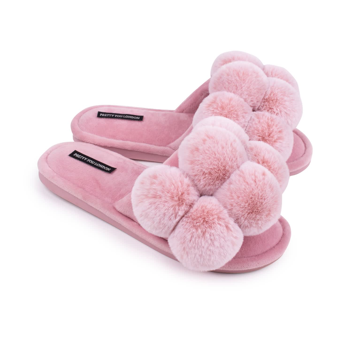 slippers with pom poms