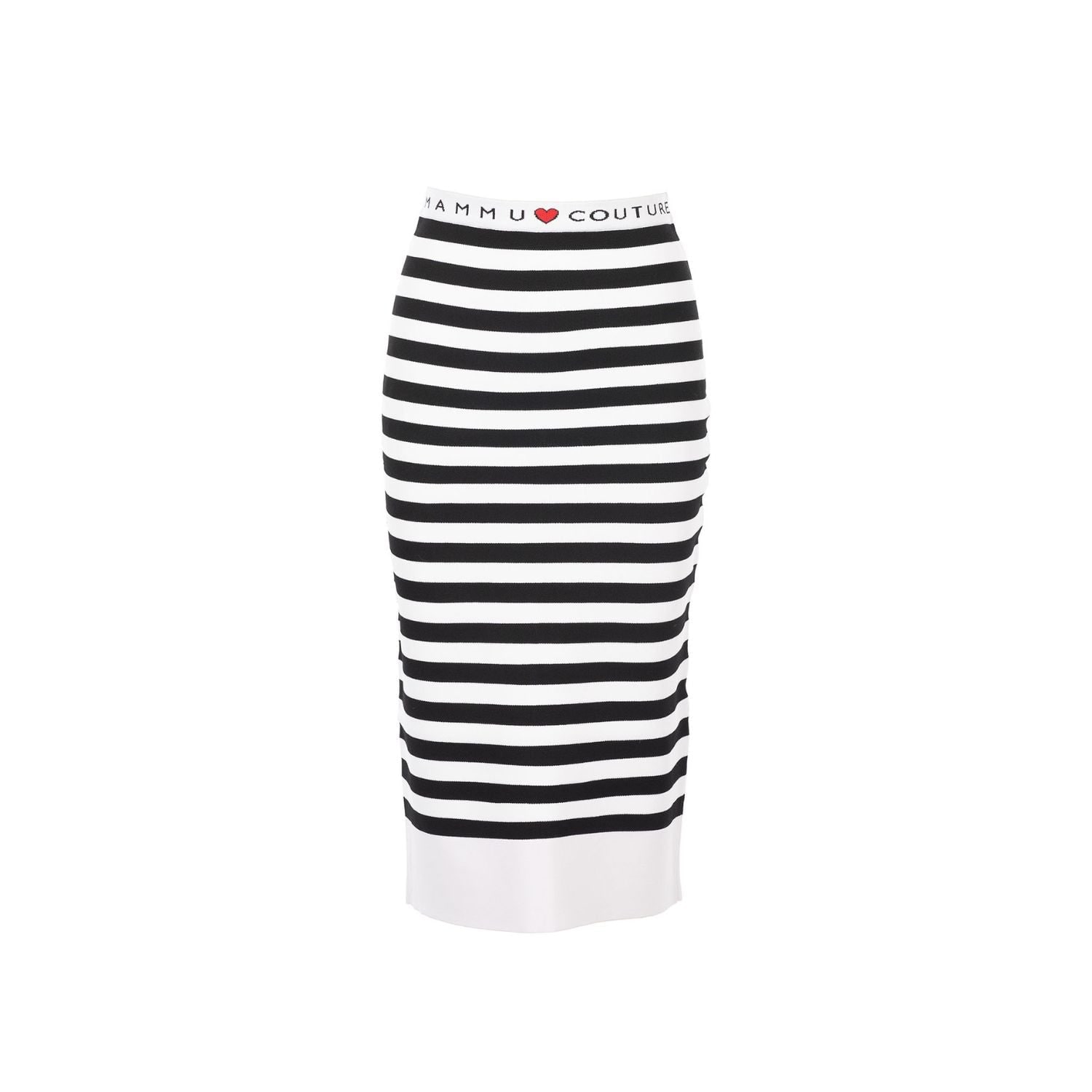 Mammu Couture Women's Striped Pencil Midi Skirt Capri In Black/red/white
