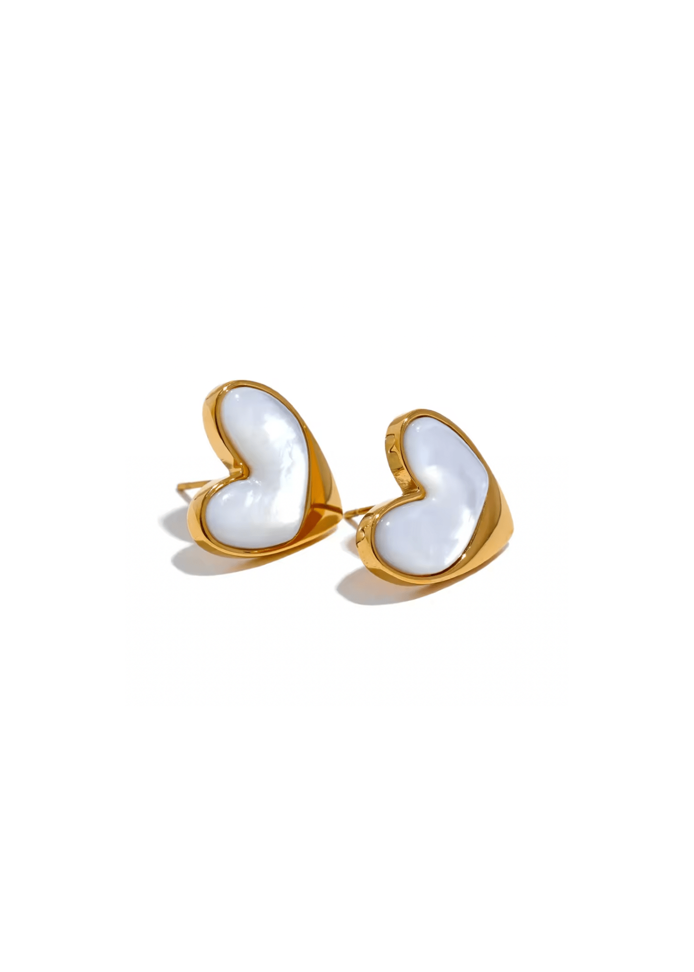 Decolet The Label Women's Neutrals / White Heart Stud Earrings