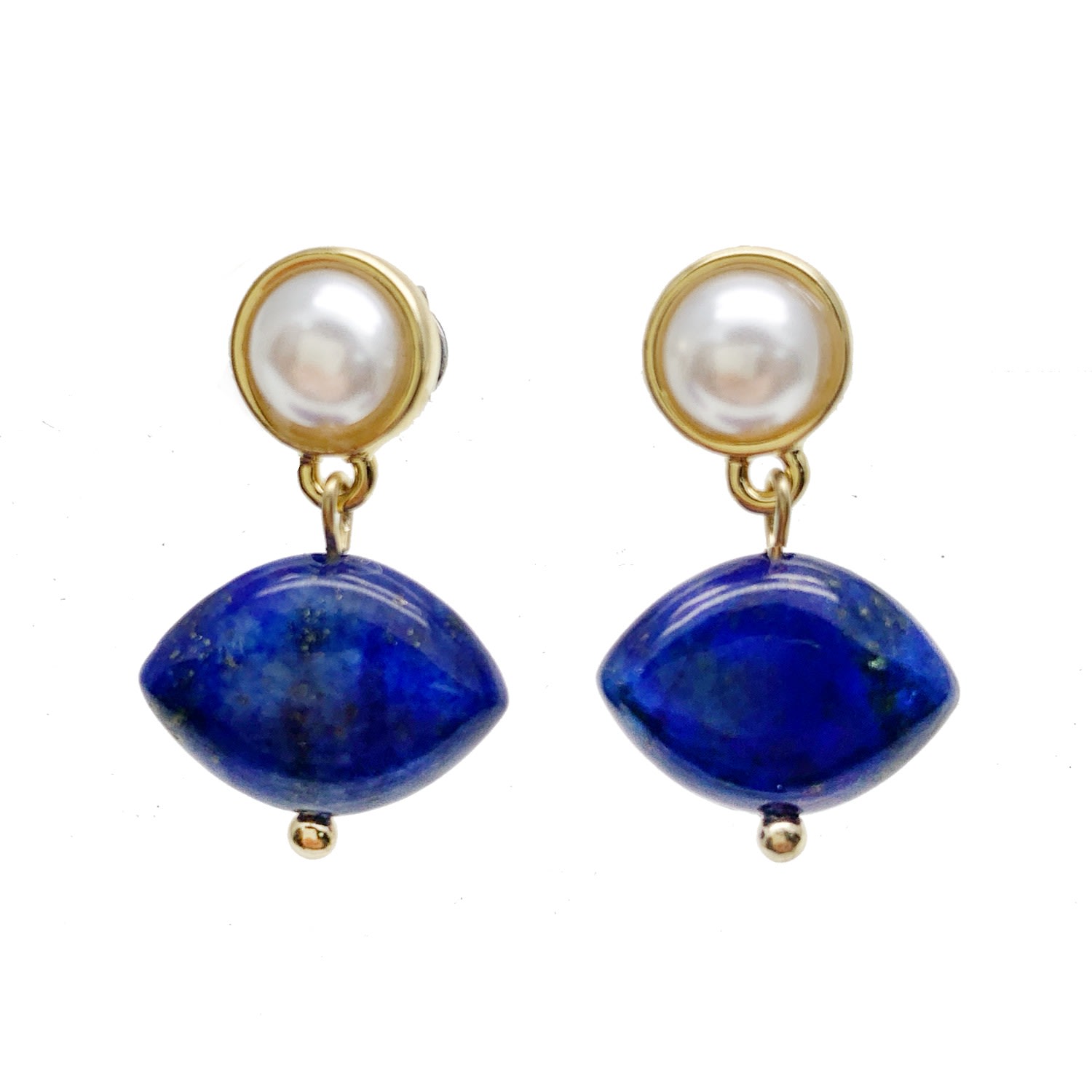 Women’s Blue / White Simple Lapis Stones Dangle Earrings Farra