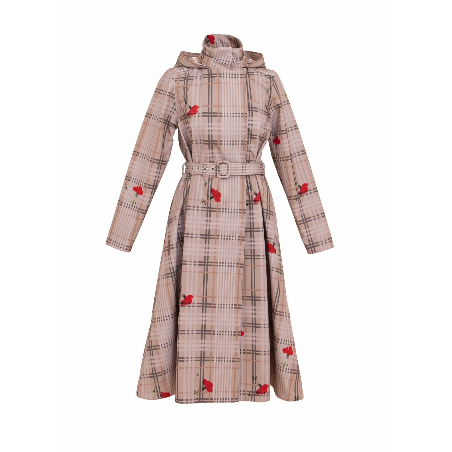 Rainsisters Women's Neutrals Beige Coat With Front Pleats: Blush Of The Crown In Neutral