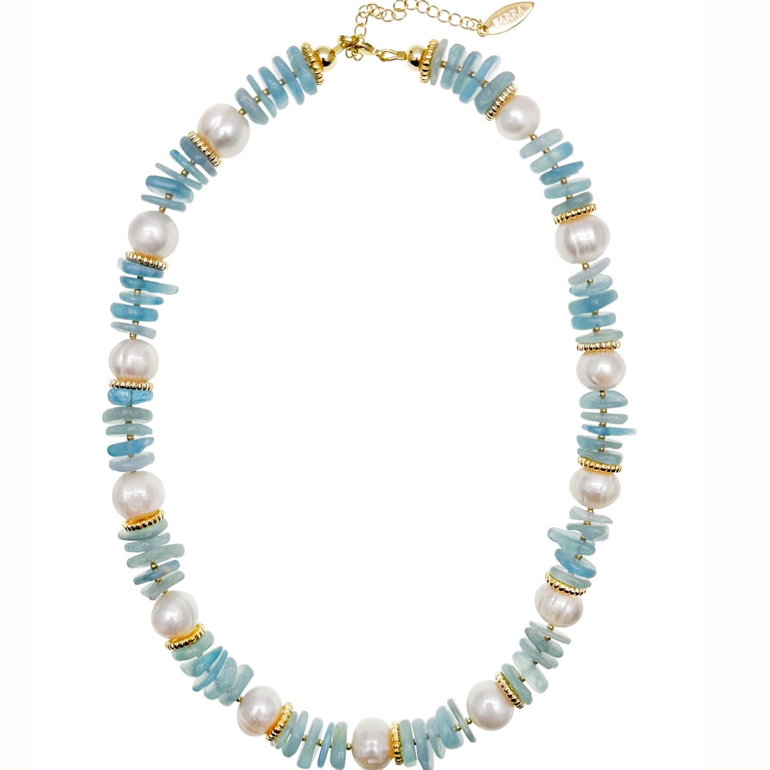 Women’s Blue / White Baroque Pearls With Aquamarine Stone Short Necklace Farra