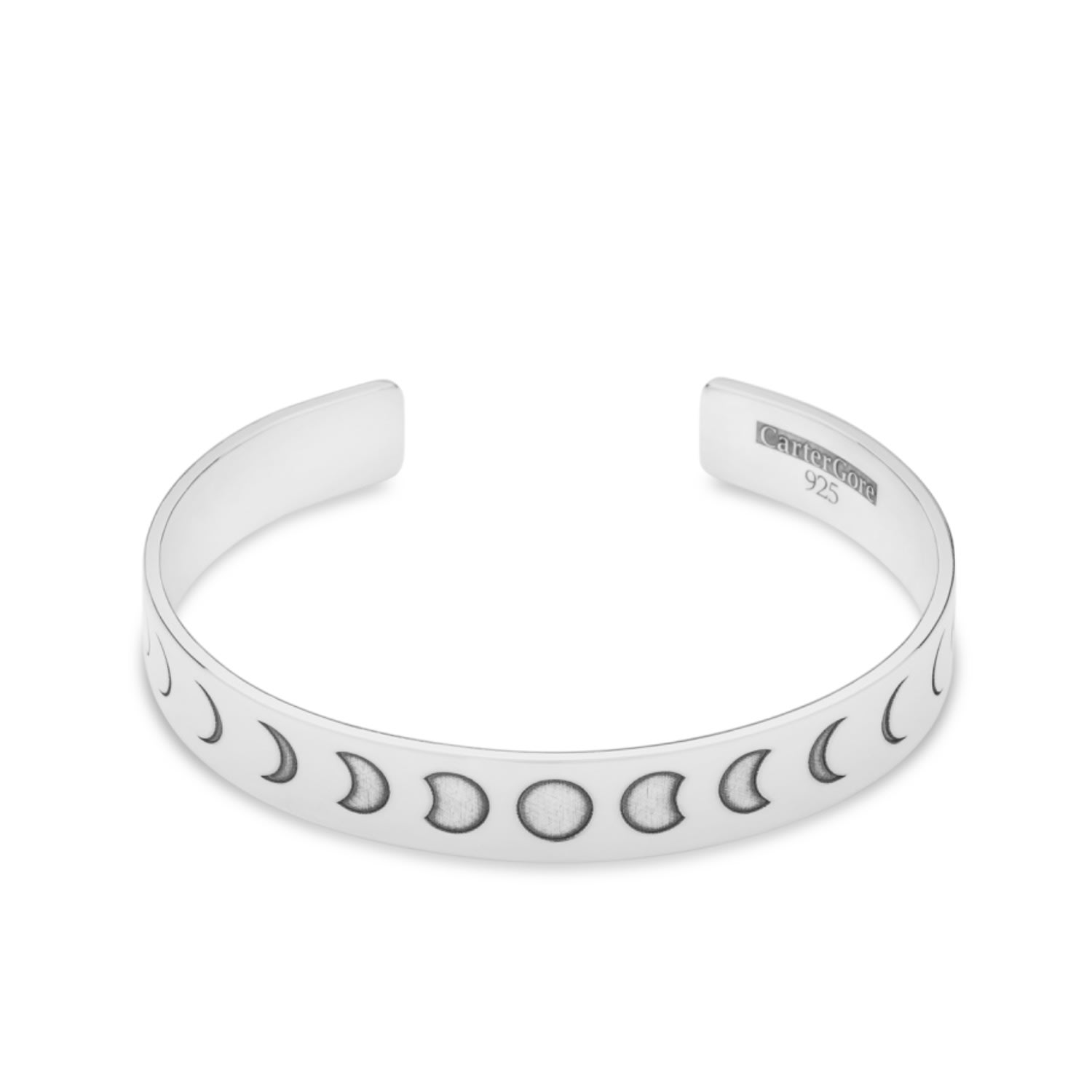 Cartergore Women's Sterling Silver Etched Luna Bangle Large Size