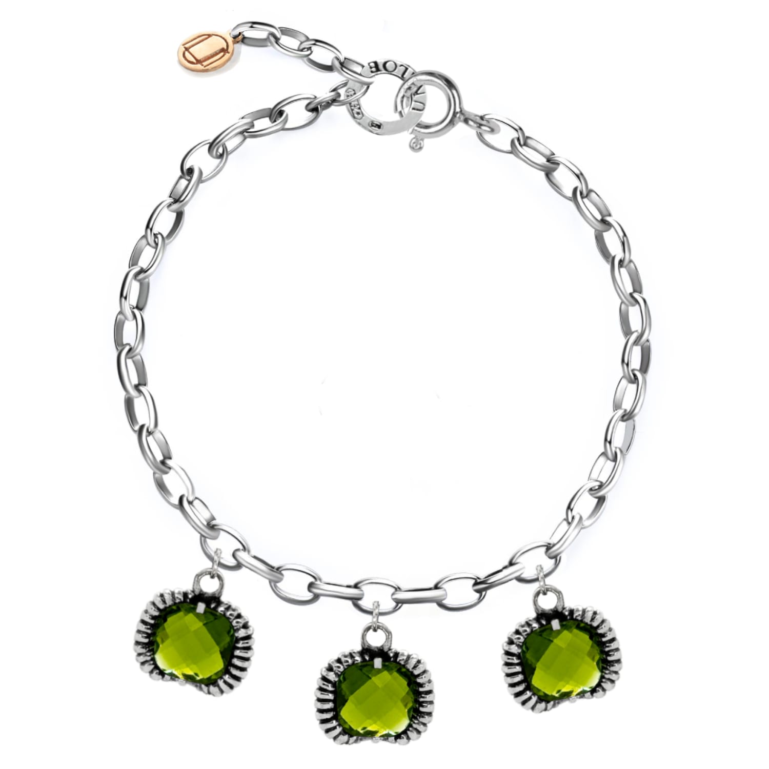 Unaloe Women's Super Fantasy Bracelet Silver– Timeless Elegance With Three Green Crystal