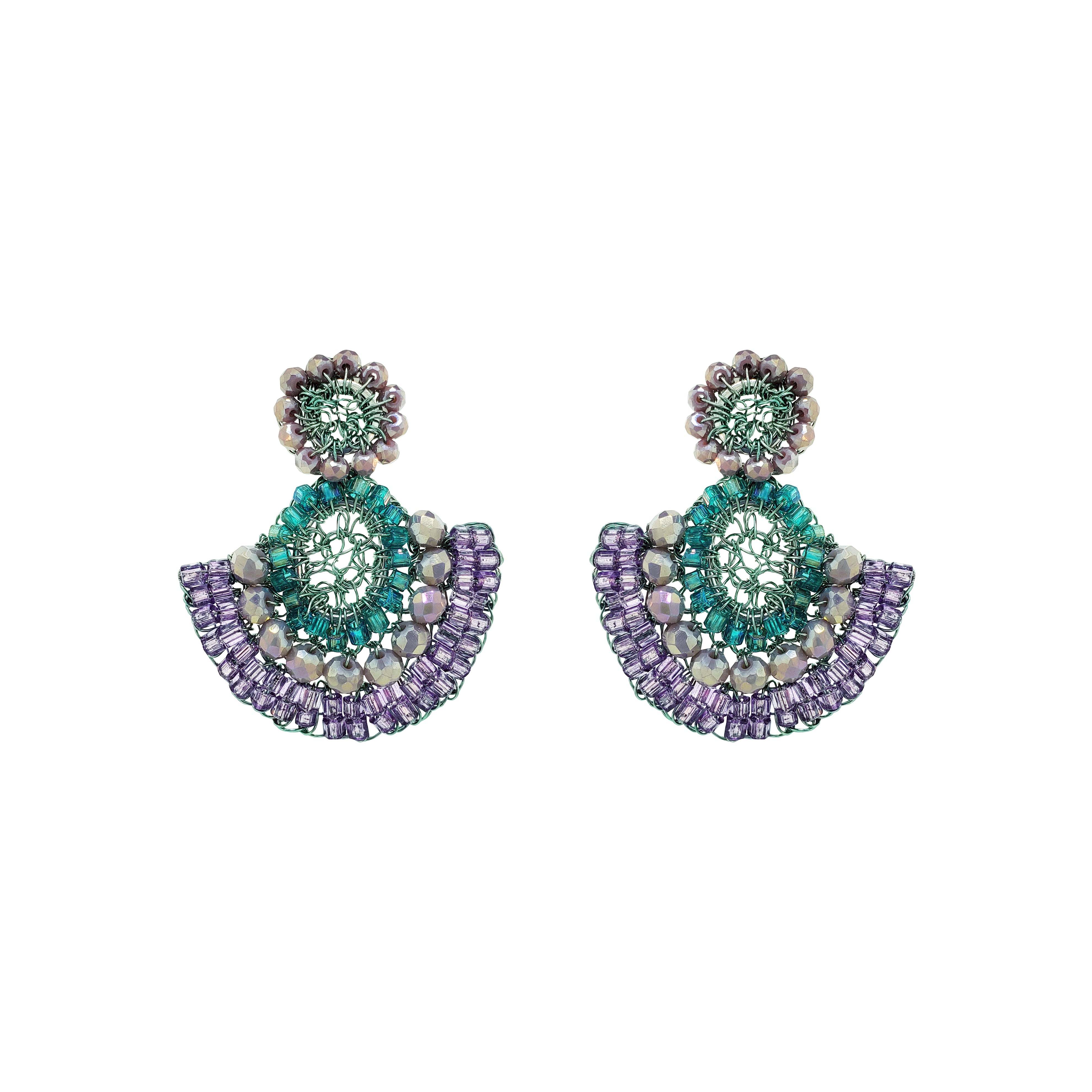 Lavish By Tricia Milaneze Women's Green / Blue / Pink Neon Turquoise Mix Althea Mini Dangle Handmade Earrings