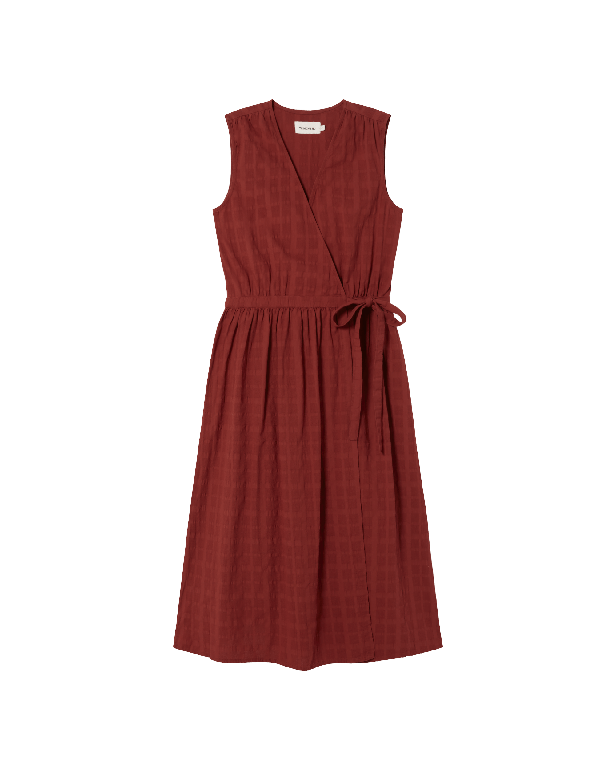 Thinking Mu Women's Red Cuadrito Amapola Crossover Dress