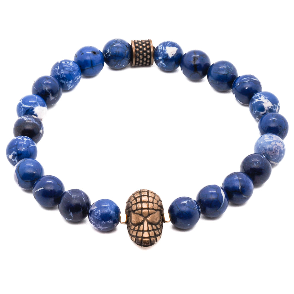 Ebru Jewelry Gold / Blue Spider Men Blue Beaded Bracelet - Blue In Blue