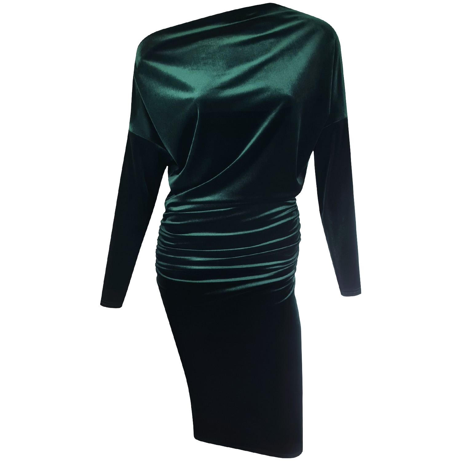 Me&thee Women's Money Maker Green Velvet Drop Shoulder Dress In Green