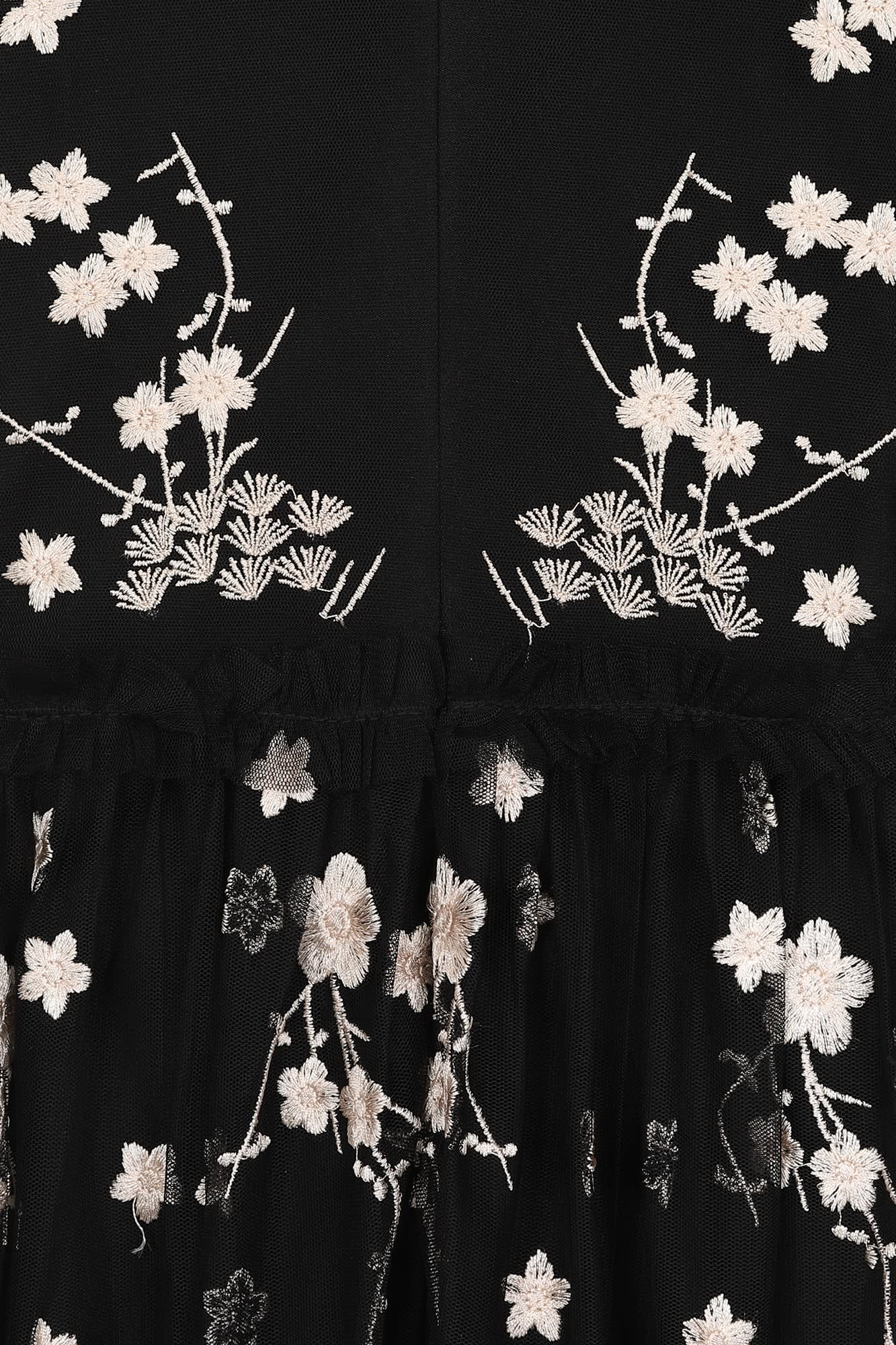 Black Floral Embroidered Bustier Strappy Midi Dress