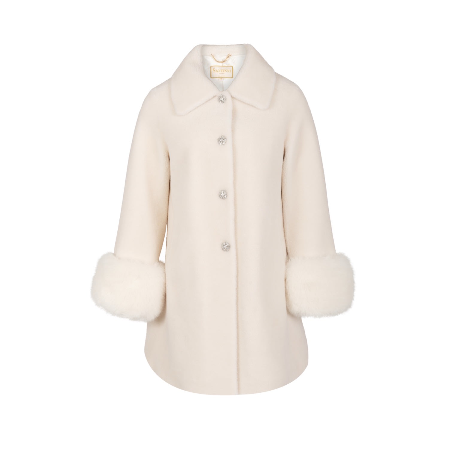 Santinni Women's White Fairytale Wool & Faux Fur Teddy Coat In Bianco In White