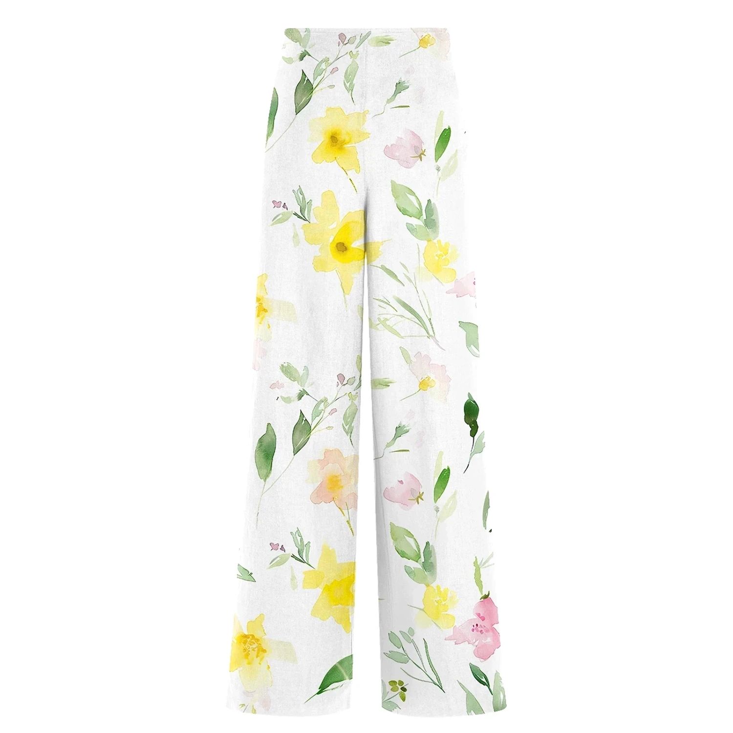 Aloha From Deer Women's White Watercolor Sprint Long Loose Pants