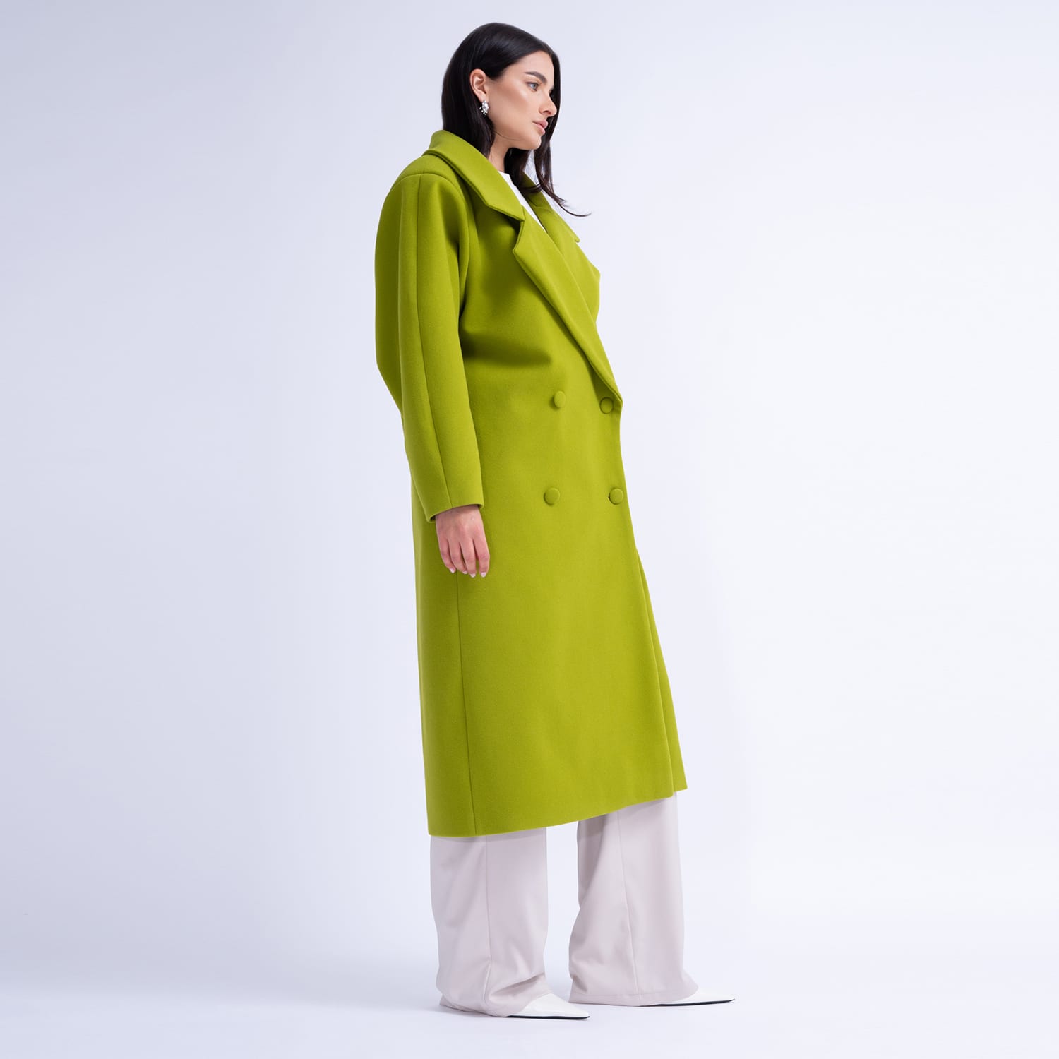 Bright green wool coat best sale