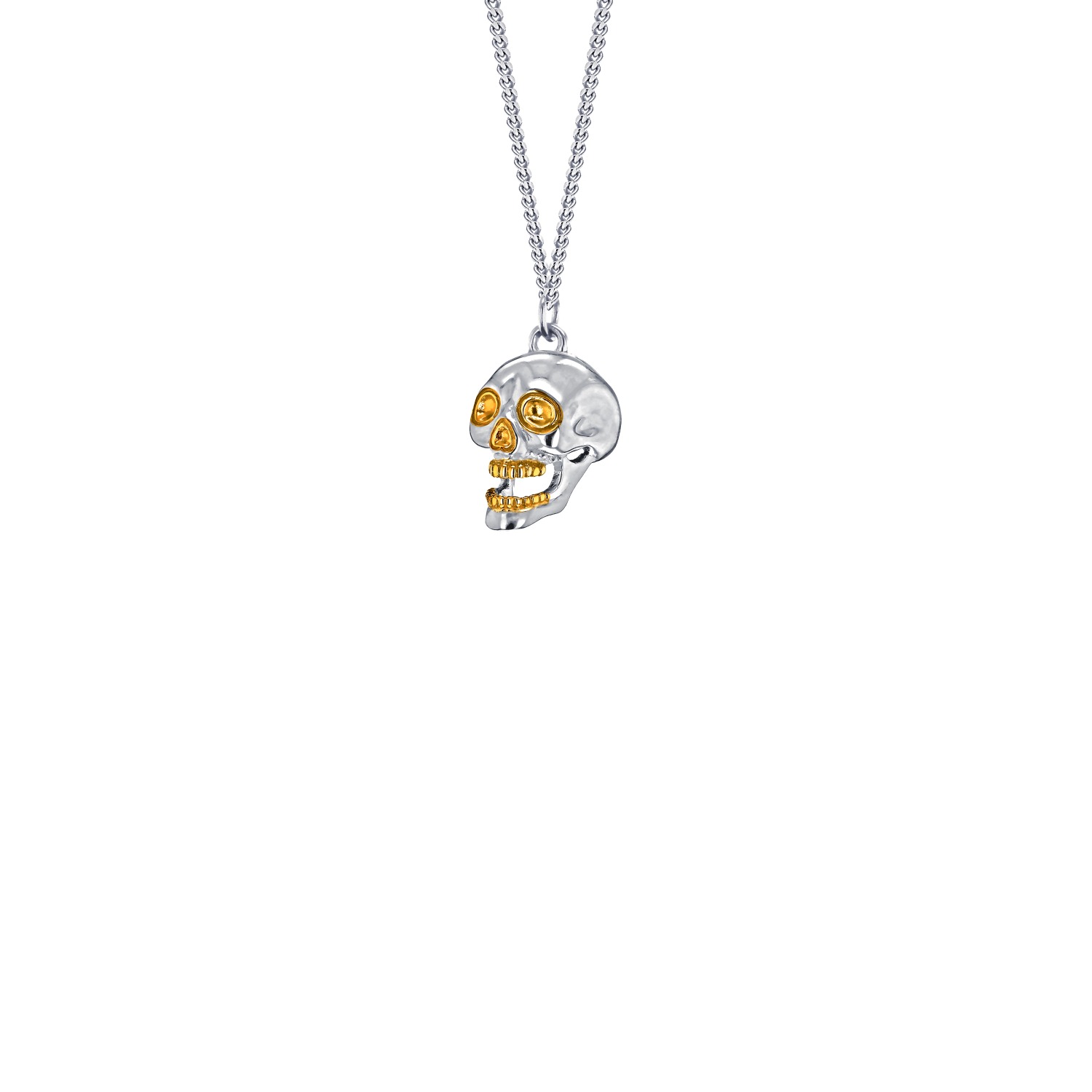 Women’s 2 Tone Sterling Silver & Gold Plated Mini Skull Pendant True Rocks