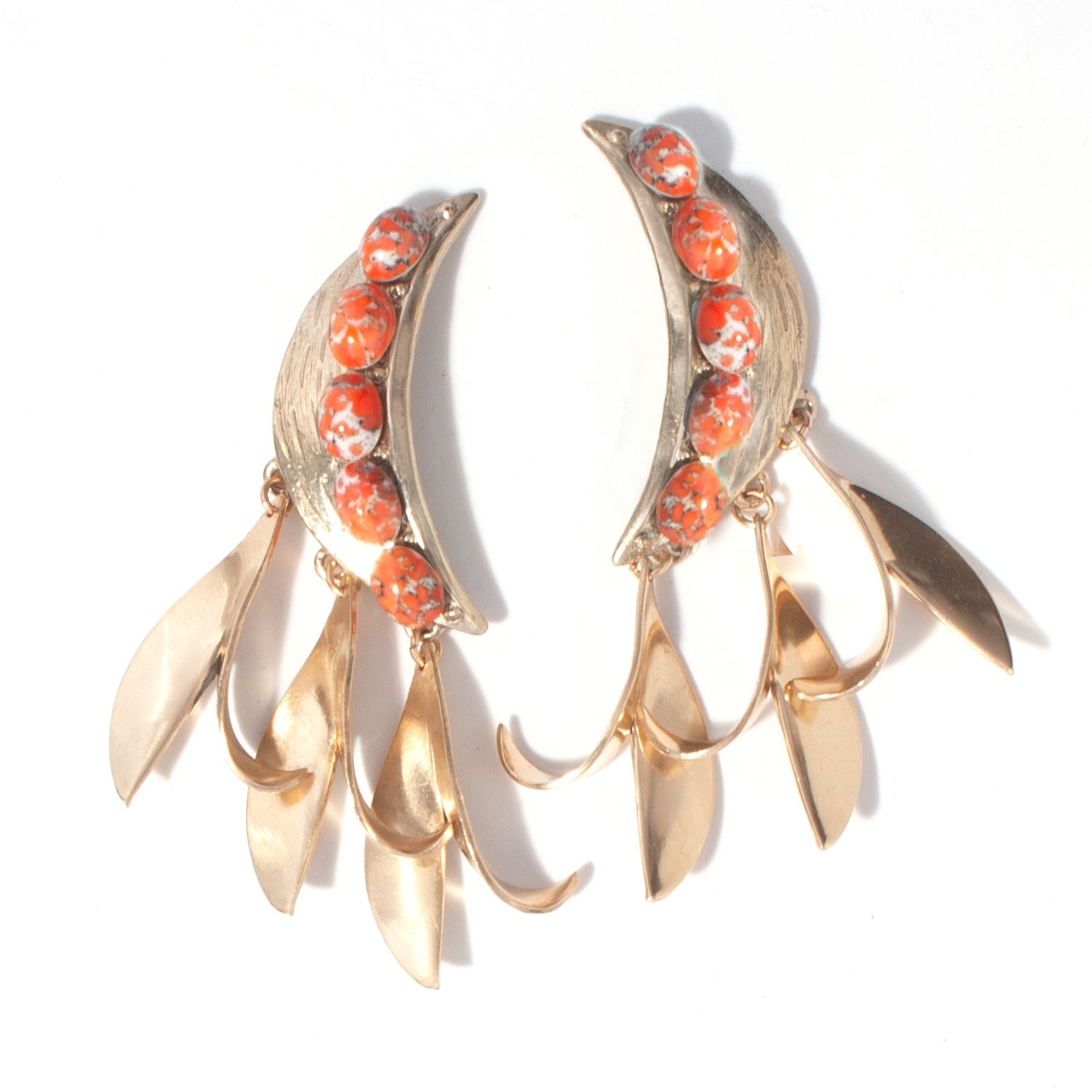 Castlecliff Women's Red / Gold / Pink Bennu Earring In Coral