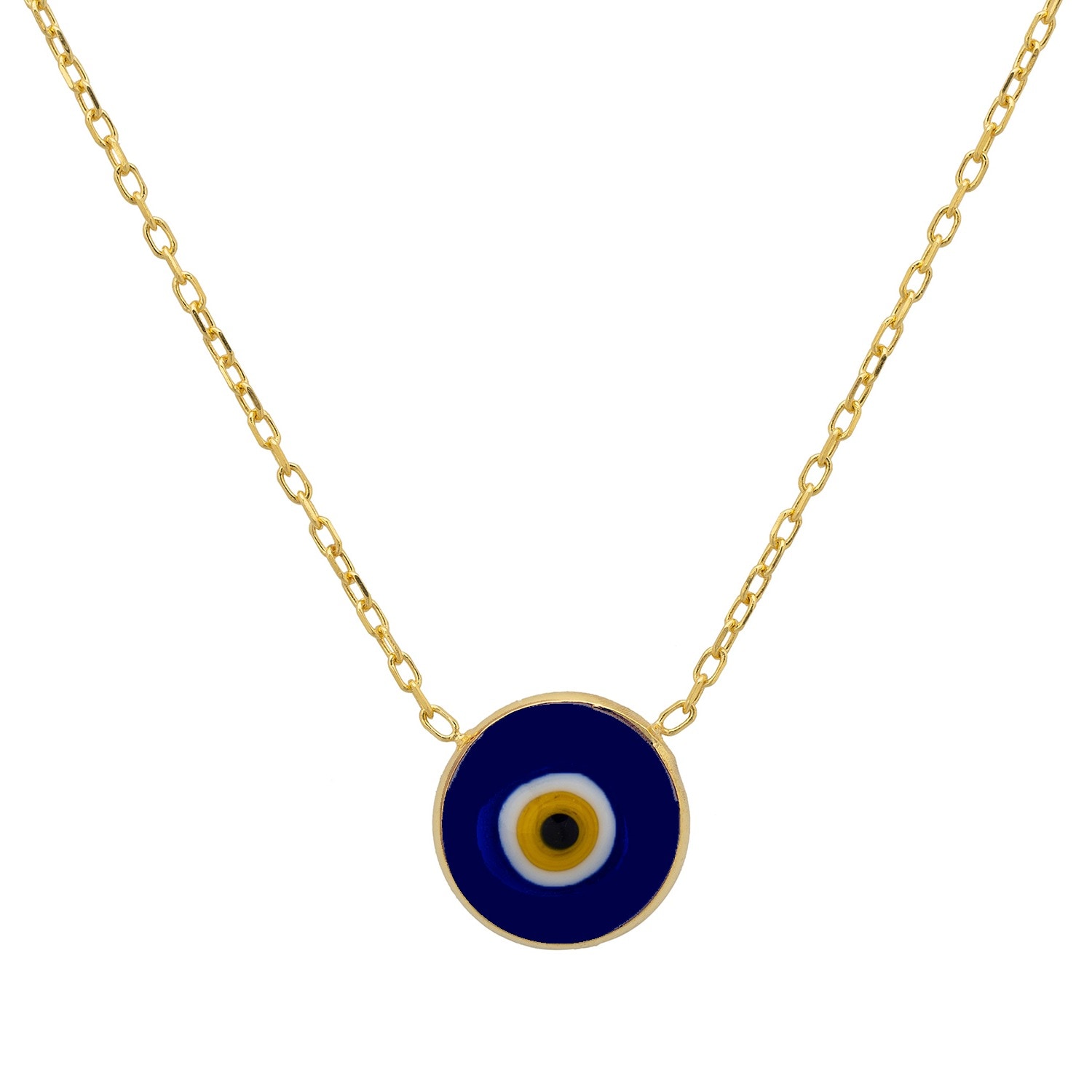 Women’s Blue / White / Gold Evil Eye Enamel Pendant Necklace Gold Latelita