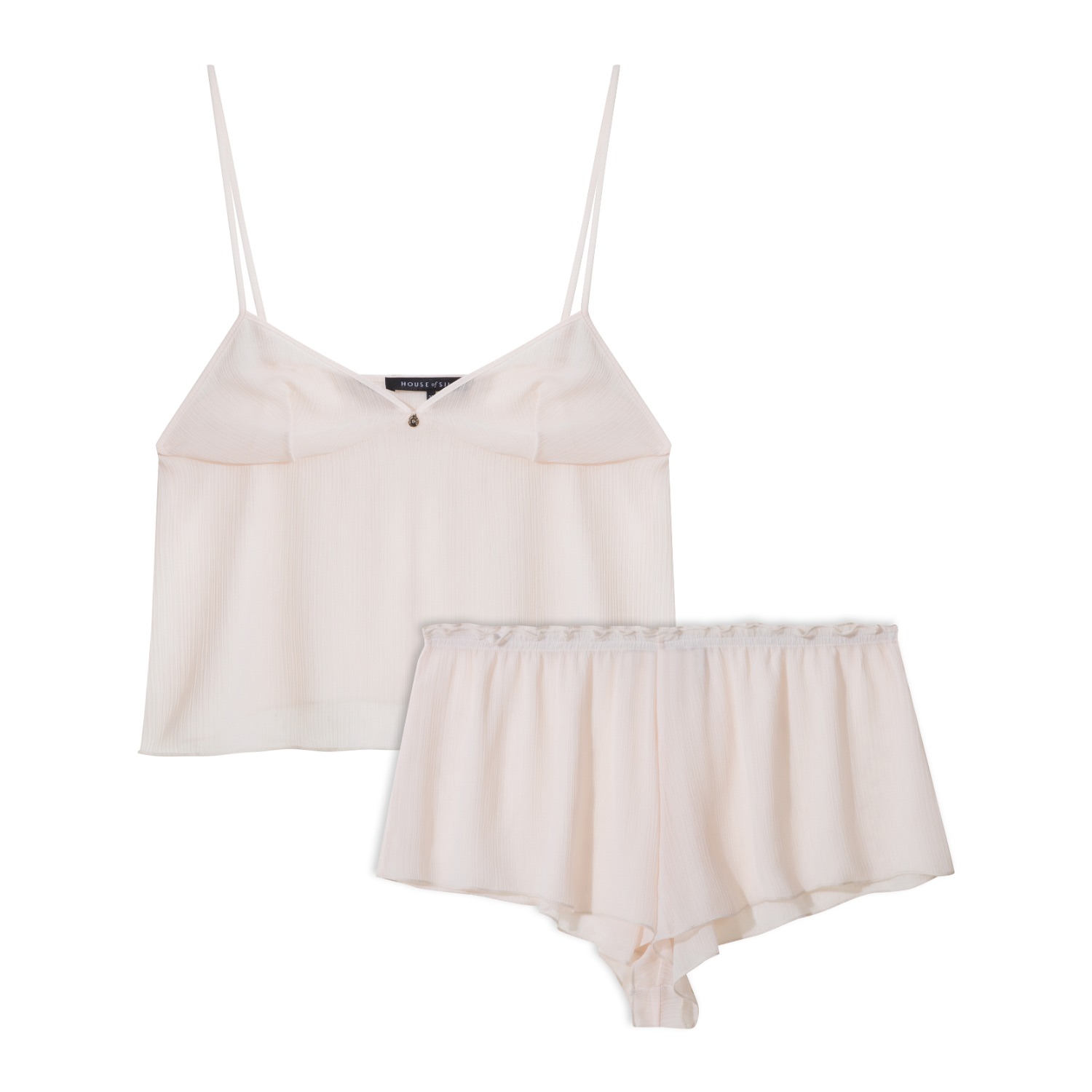 House Of Silk Women's White Love Chiffon Champagne Camisole Set