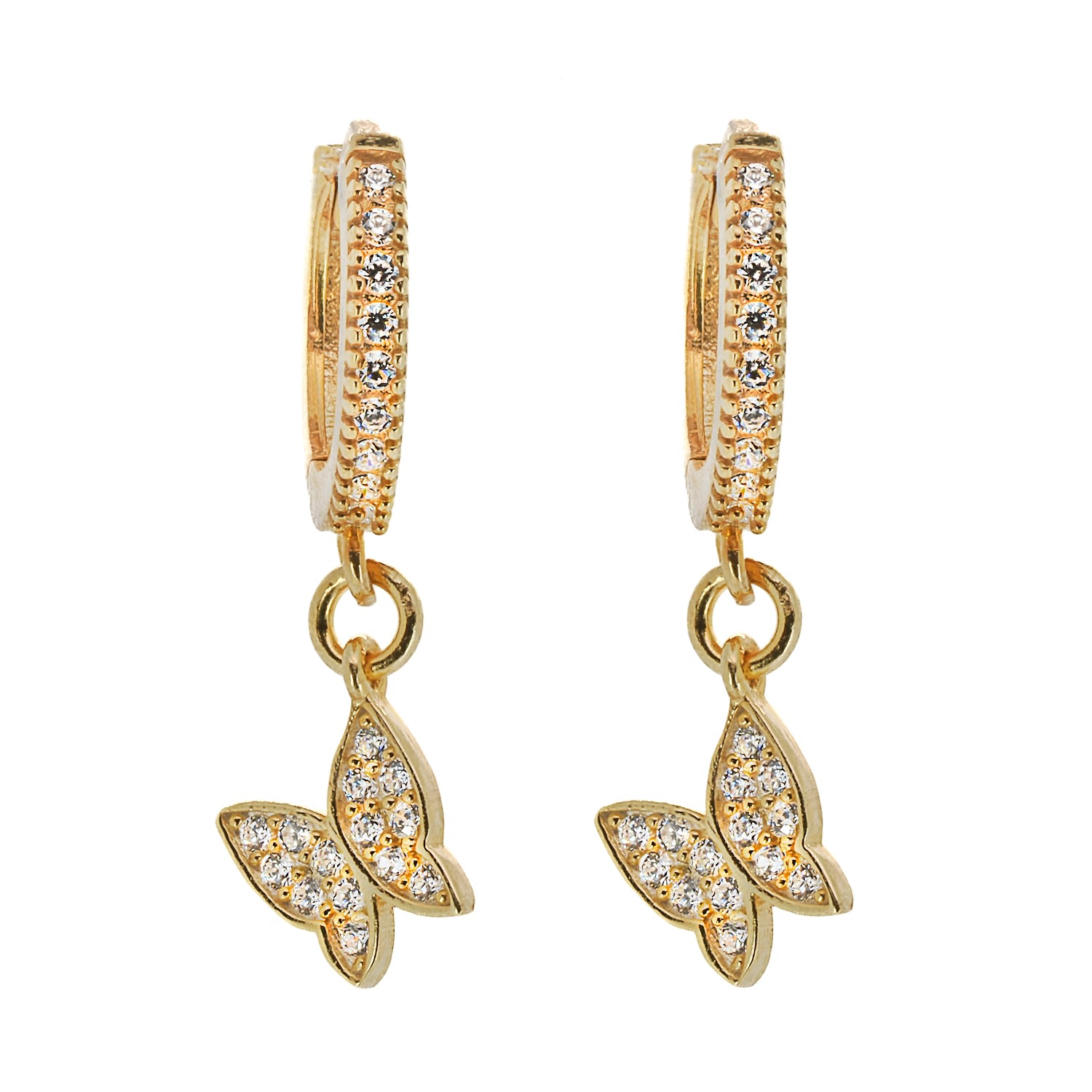 Women’s Freedom Butterfly Gold Vermeil & Pave Diamond Earrings - Gold Ebru Jewelry