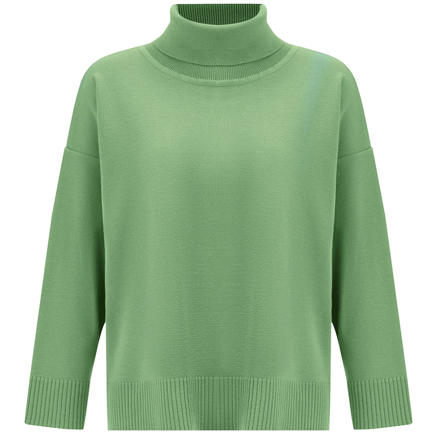 Women’s Wide Roll Neck Knitwear Pullover - Green Medium Peraluna