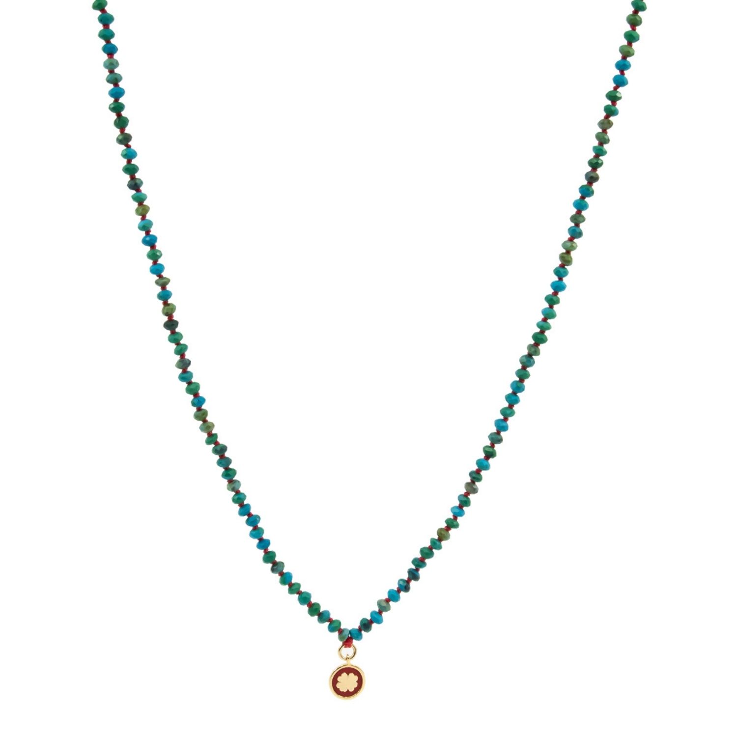 Atelier Petites Pierres Women's Green / Gold / Red Lucky Mala - Turquoise Mala Beads