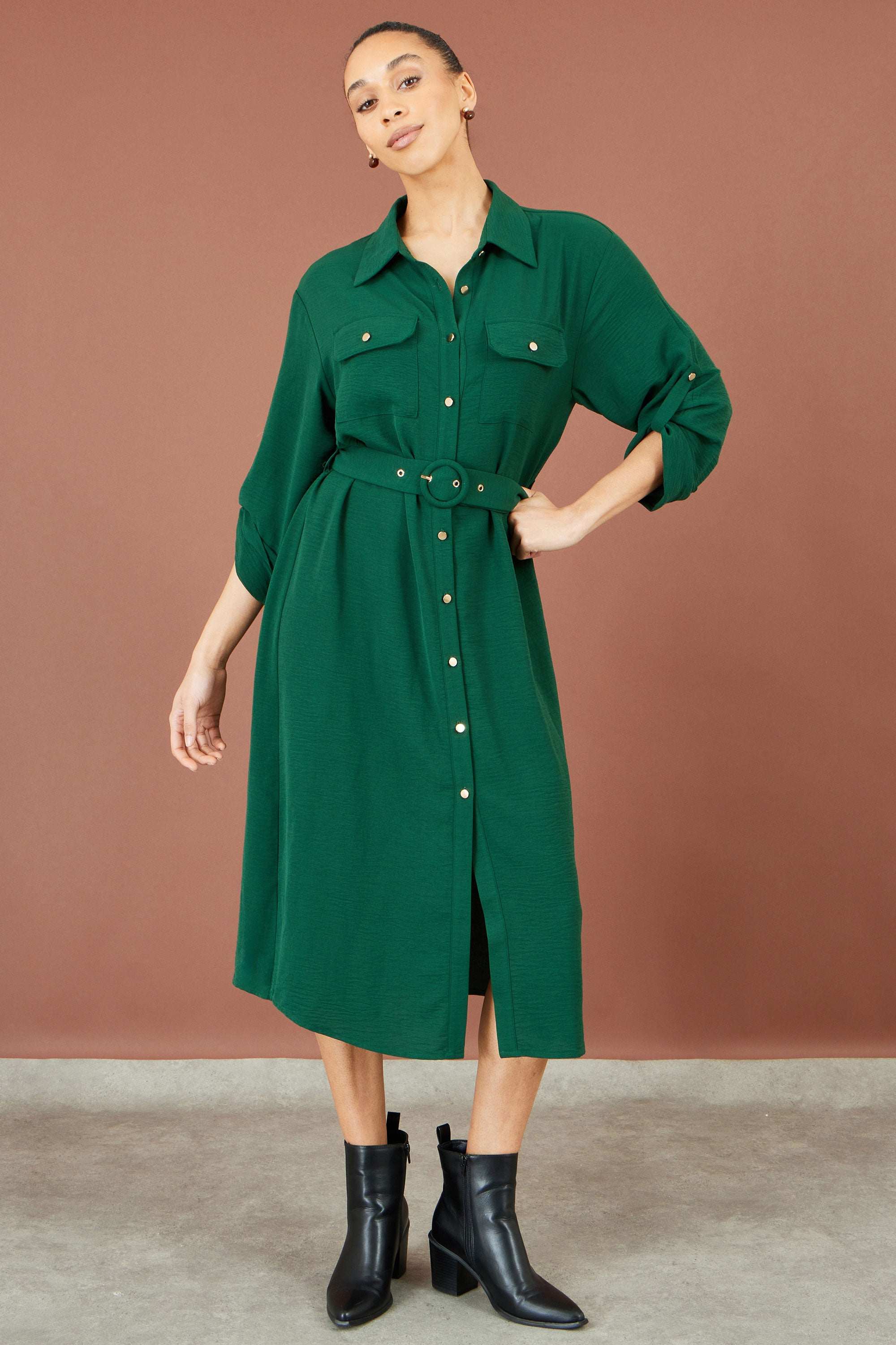 green shirt dress amazon Yumi Stretch Midi by Yumi notonsale