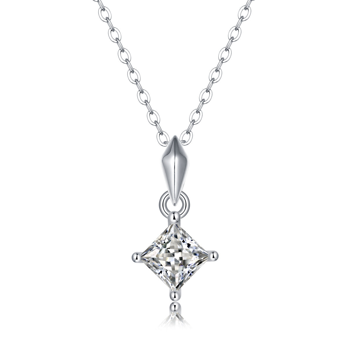 Genevive Jewelry Women's Stella Valentino Sterling Silver White Gold Plated With Lab Created Moissanite Princess Soli In White
