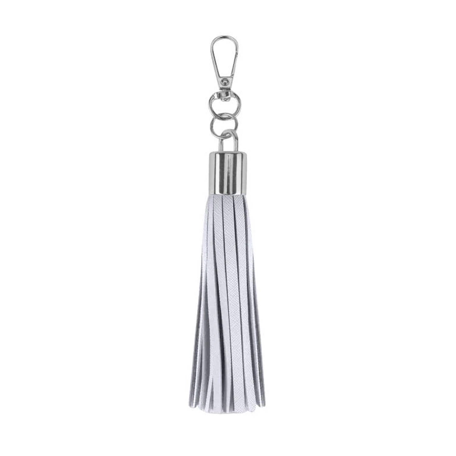 Luxe Vegan Leather Tassel Keyring - Silver One Size Jlr London