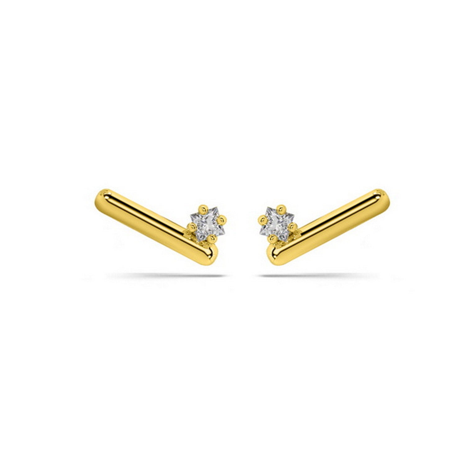 Women’s Diamond Bar Stud - Gold Oni Fine Jewelry