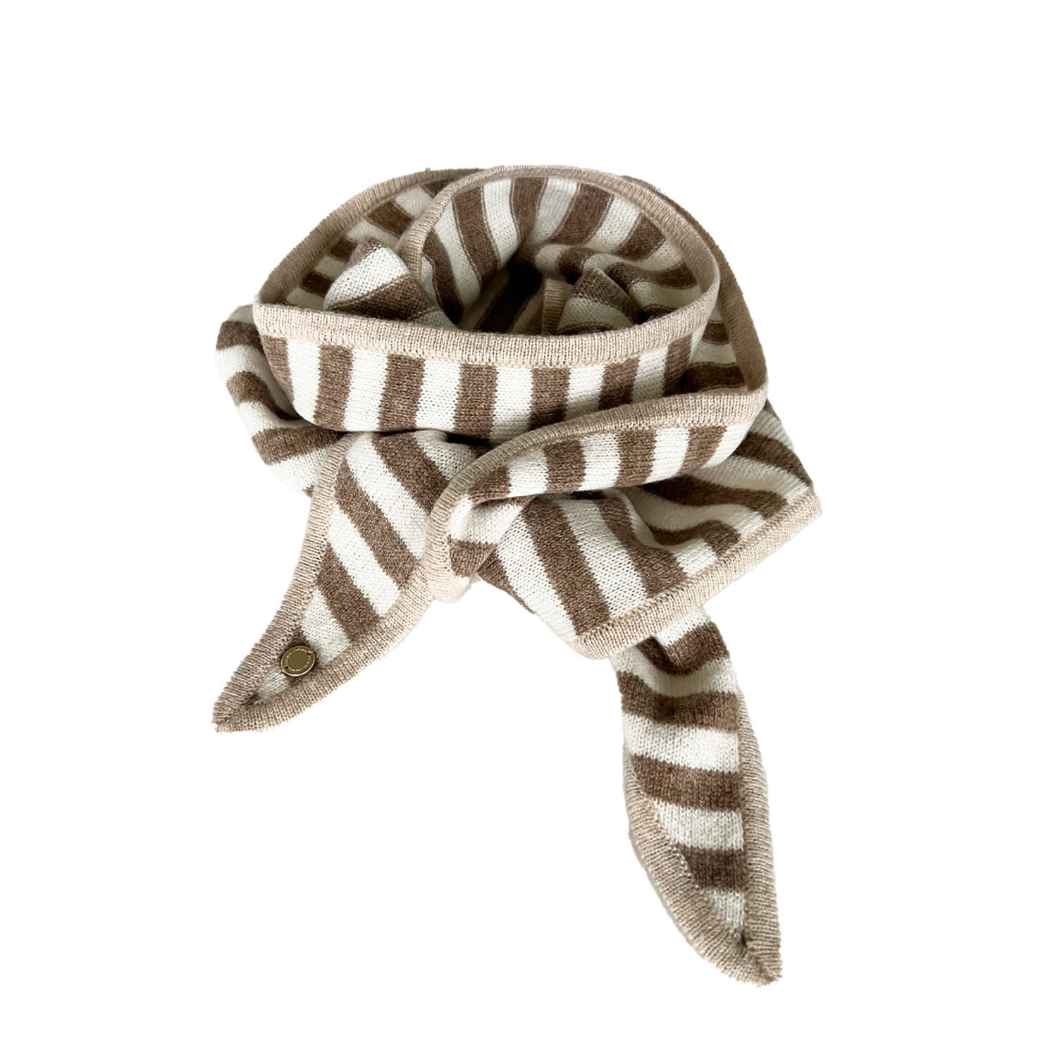 Tirillm Women's Neutrals Ayla Small Neck Scarf In Soft Pure Cashmere, Dark Beige  And White Stripes With Bei In White
