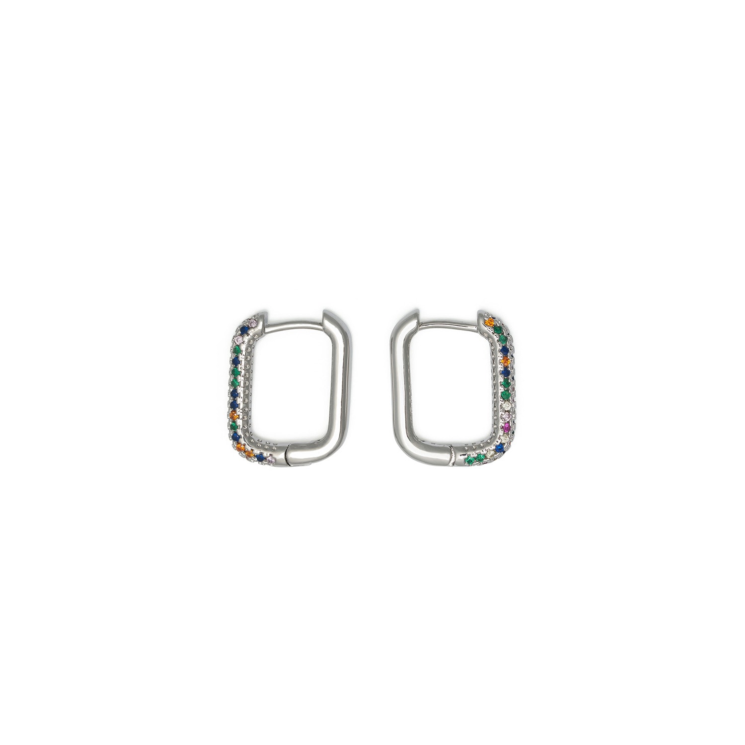 Women’s Rainbow Mini Hoops Silver Shabella Nyc