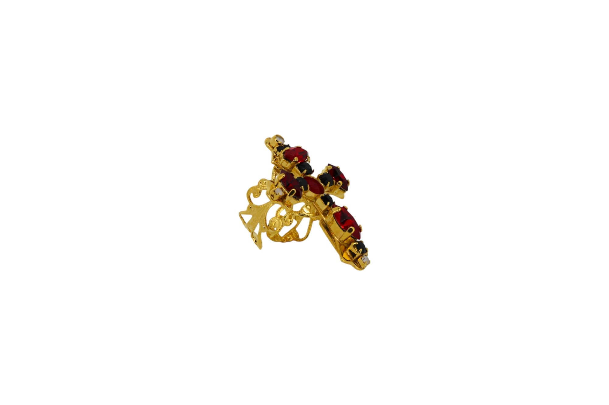 Vickisarge Women's Gold / Red The Red Cross Ring In Gold