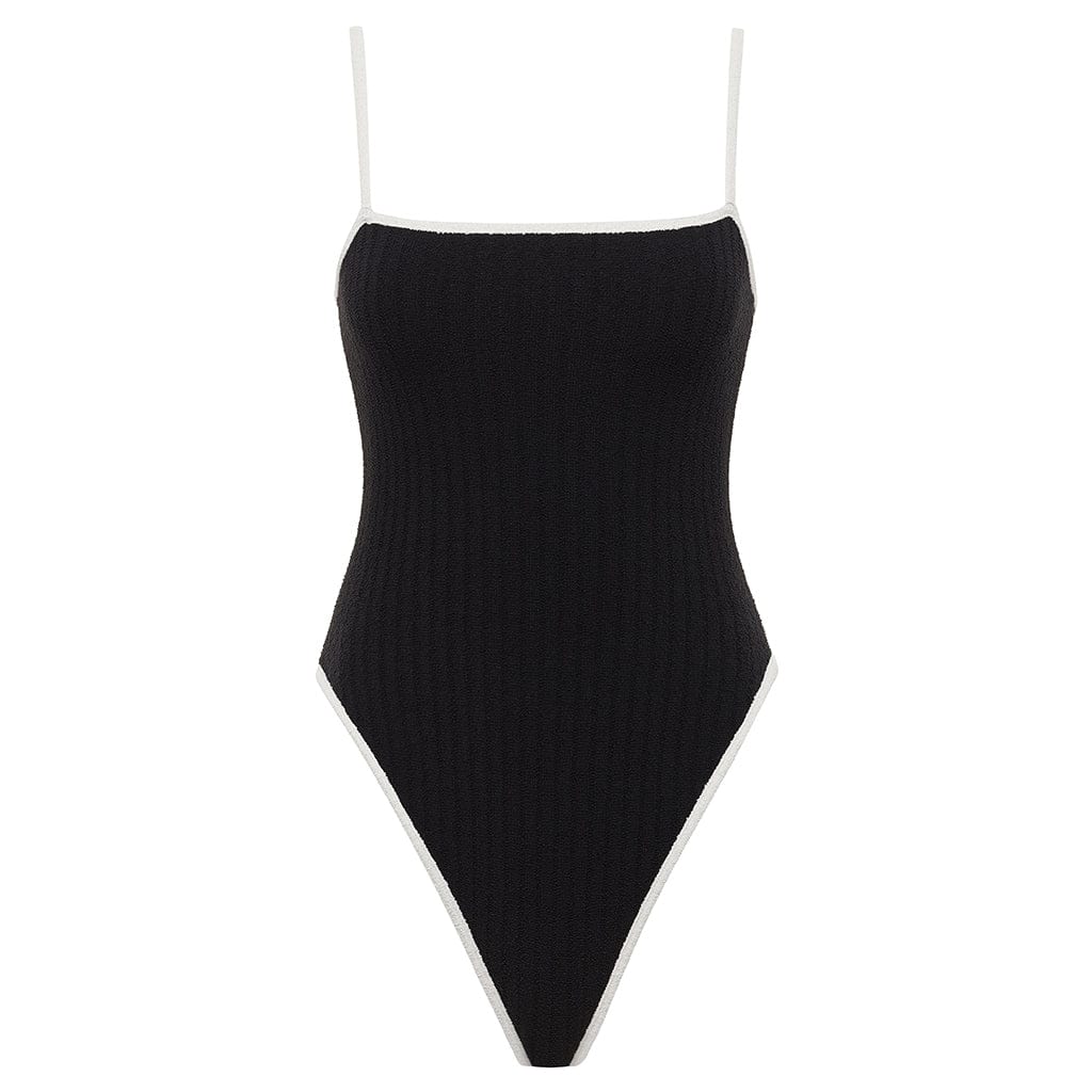 Montce Swim Women's Black Cream Binded Terry Rib Jacelyn One-piece In Black