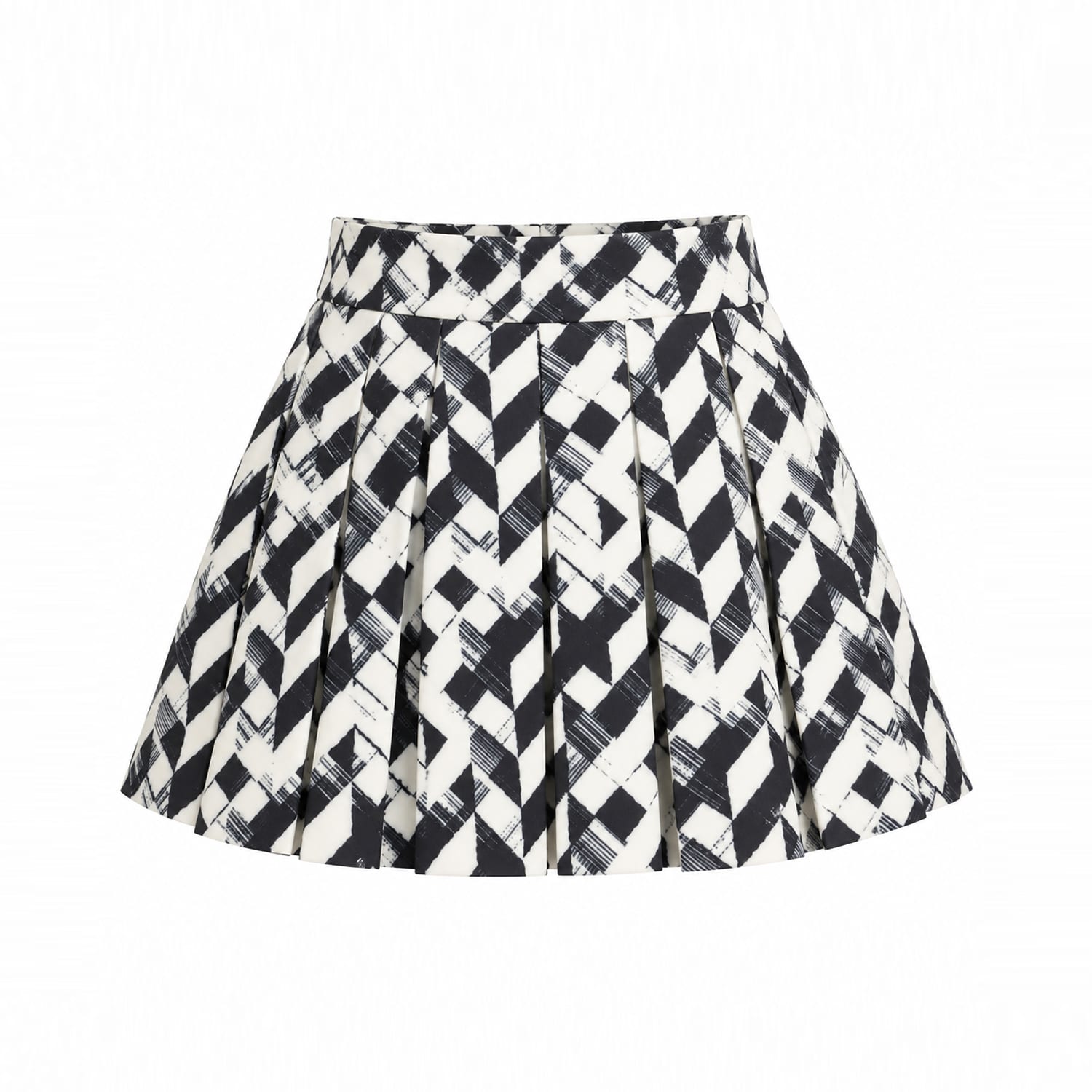 Richa Sharma Women's Black / White Monochrome Geometric Print Pleated Mini Skirt In Black/white