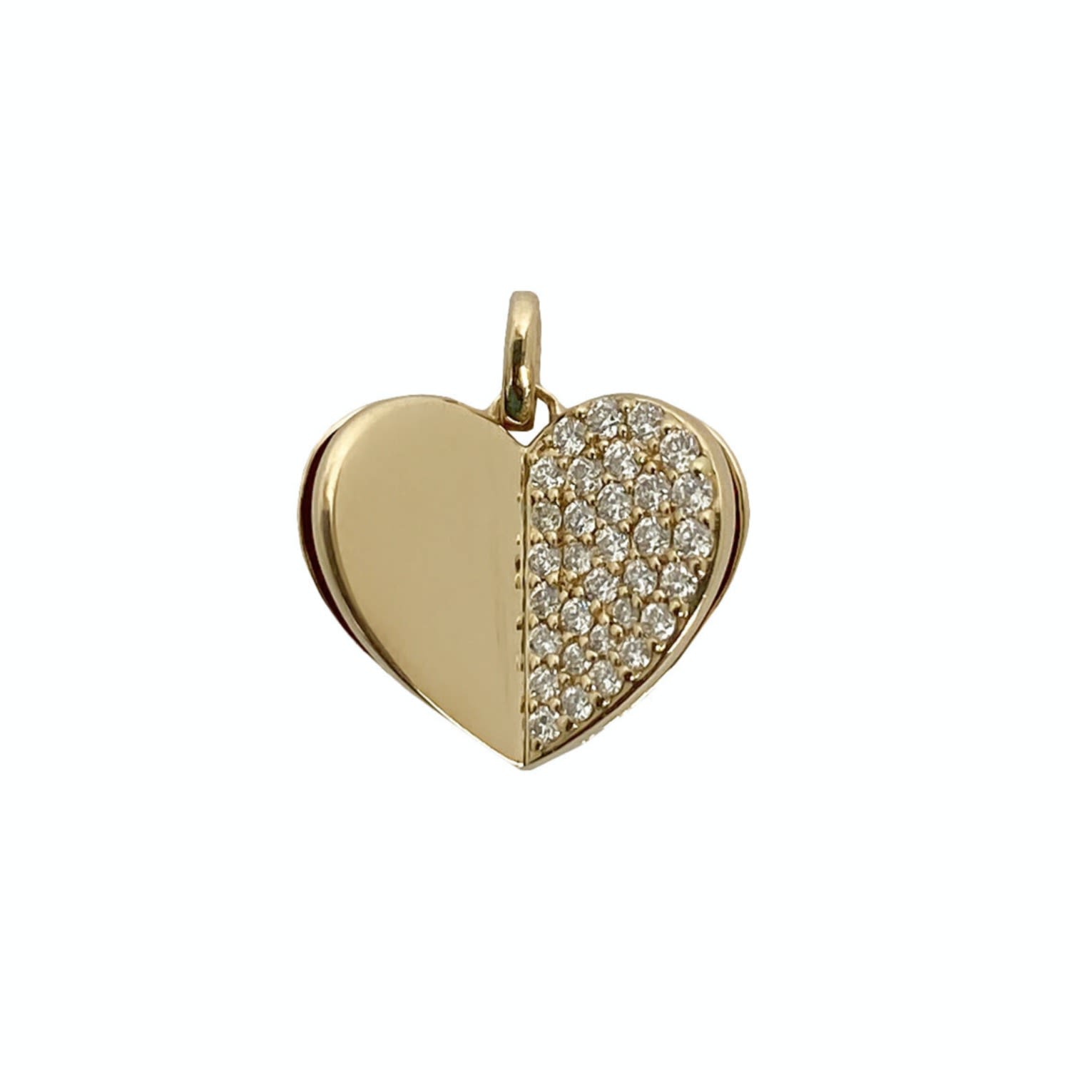 Women’s Memento Half Gold Half Diamond Heart Charm Pendant Rinoor