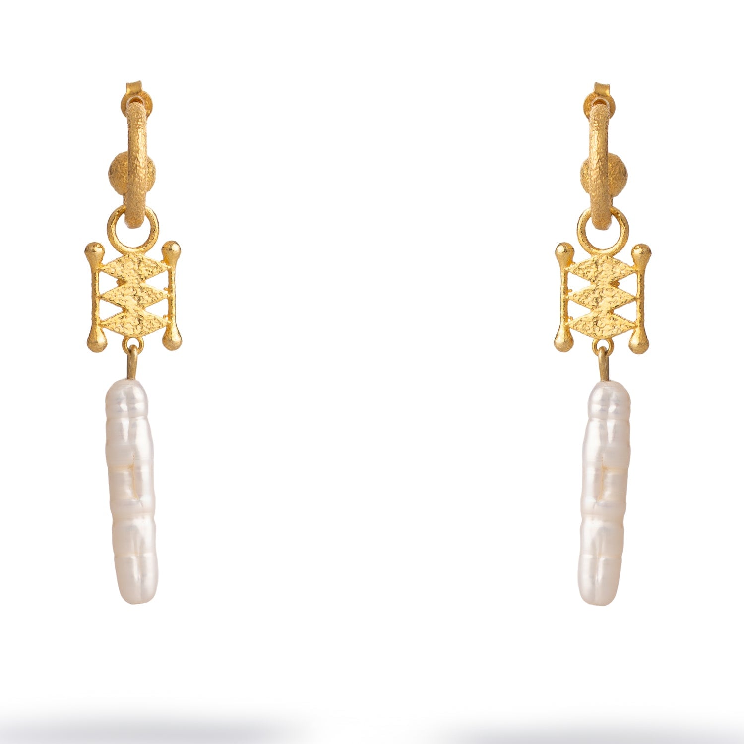 Ebru Jewelry Women's Gold / White Isis Pearl Talisman Dangle Earrings - Gold In Gold