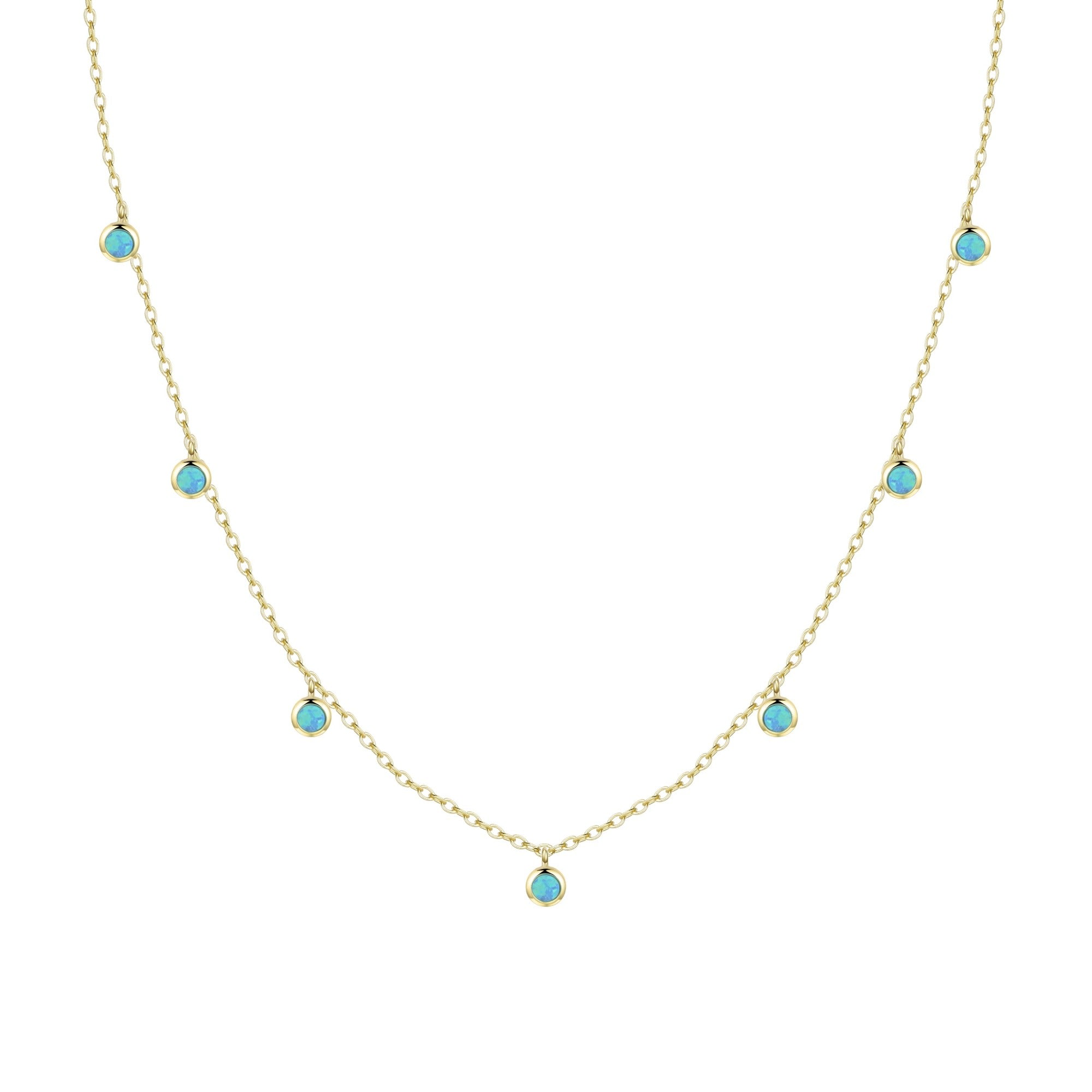 Women’s Opal Dew Drops Reversible Layering Necklace - Blue Kamaria