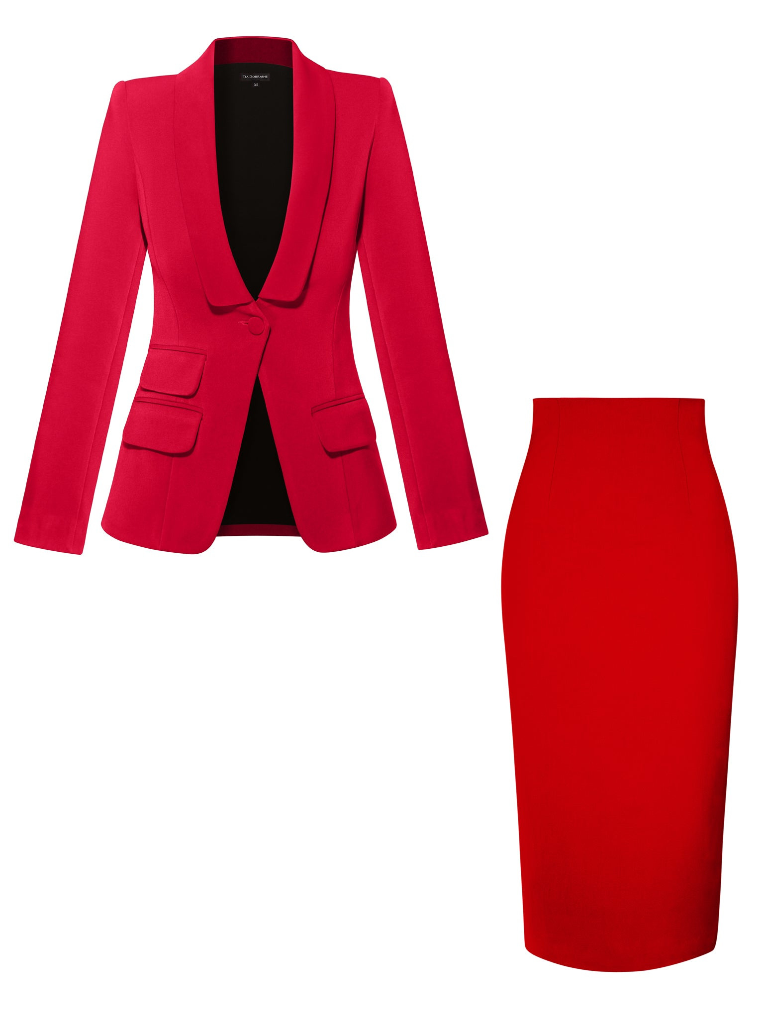 Tia Dorraine Vision Tailored Blazer & Skirt Suit - Fierce Red In Red