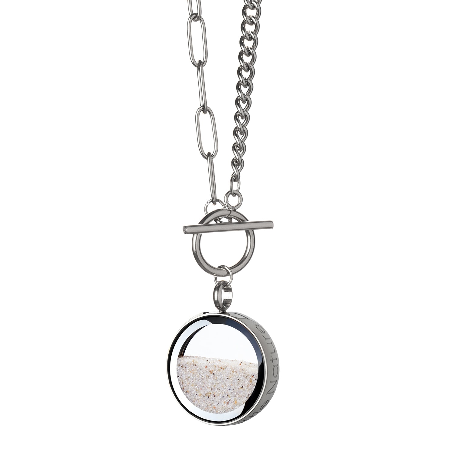 My Little Nature Women's Silver / Neutrals / Brown Handmade Beach Sand Toggle Necklace – Nature-inspired Charm Neckla
