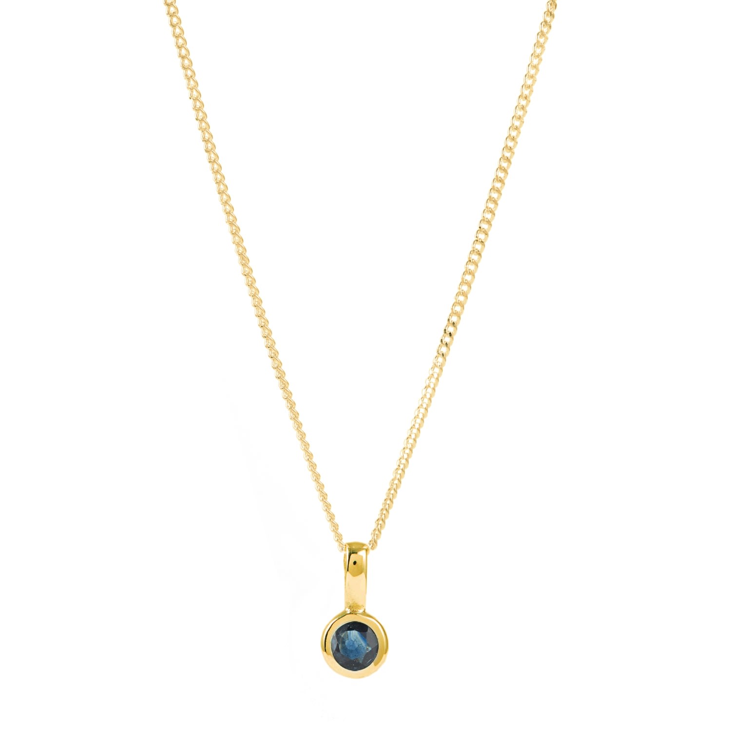 Women’s September Birthstone Charm Gold Vermeil Necklace - Sapphire Charlotte’s Web Jewellery