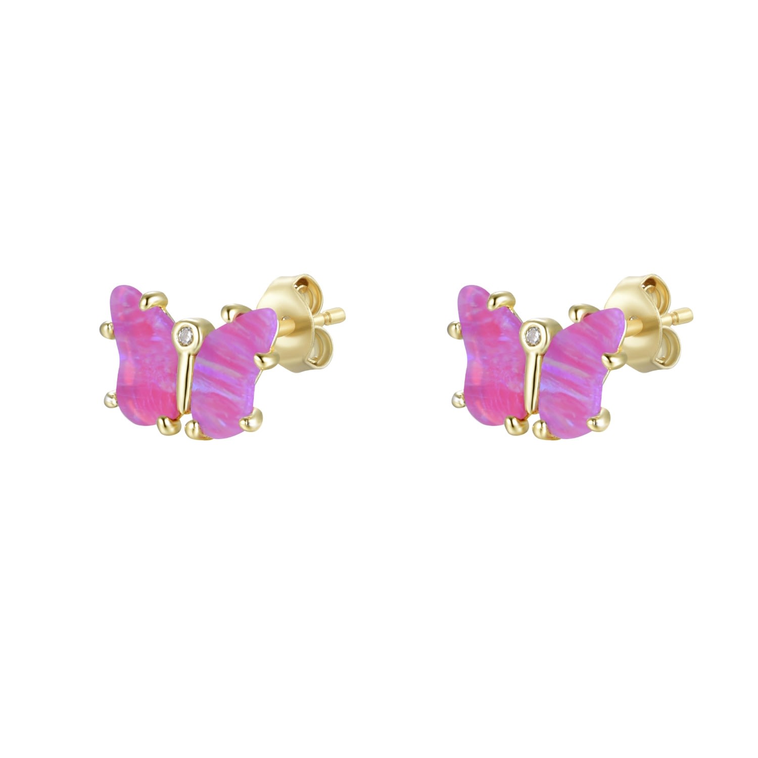 Women’s Pink / Purple Opal Butterfly Stud Earrings - Fuchsia Kamaria