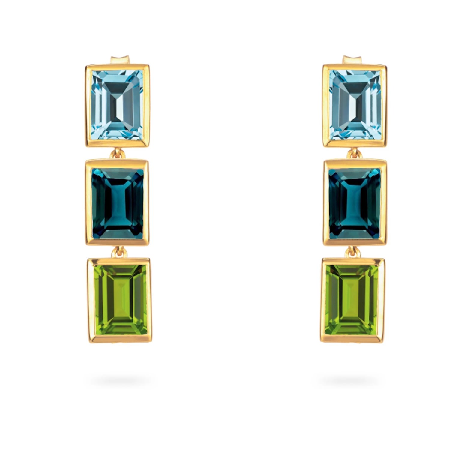 Women's Blue / Green Blue Topaz Peridot Drop Earrings | Augustine Jewels