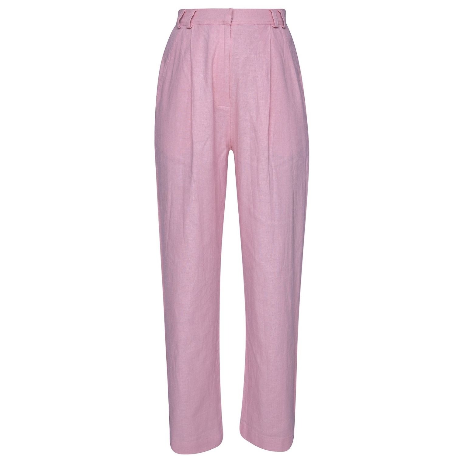 State Of Georgia Women's Pink / Purple The Grandad Linen Pants Dusty Pink In Pink/purple