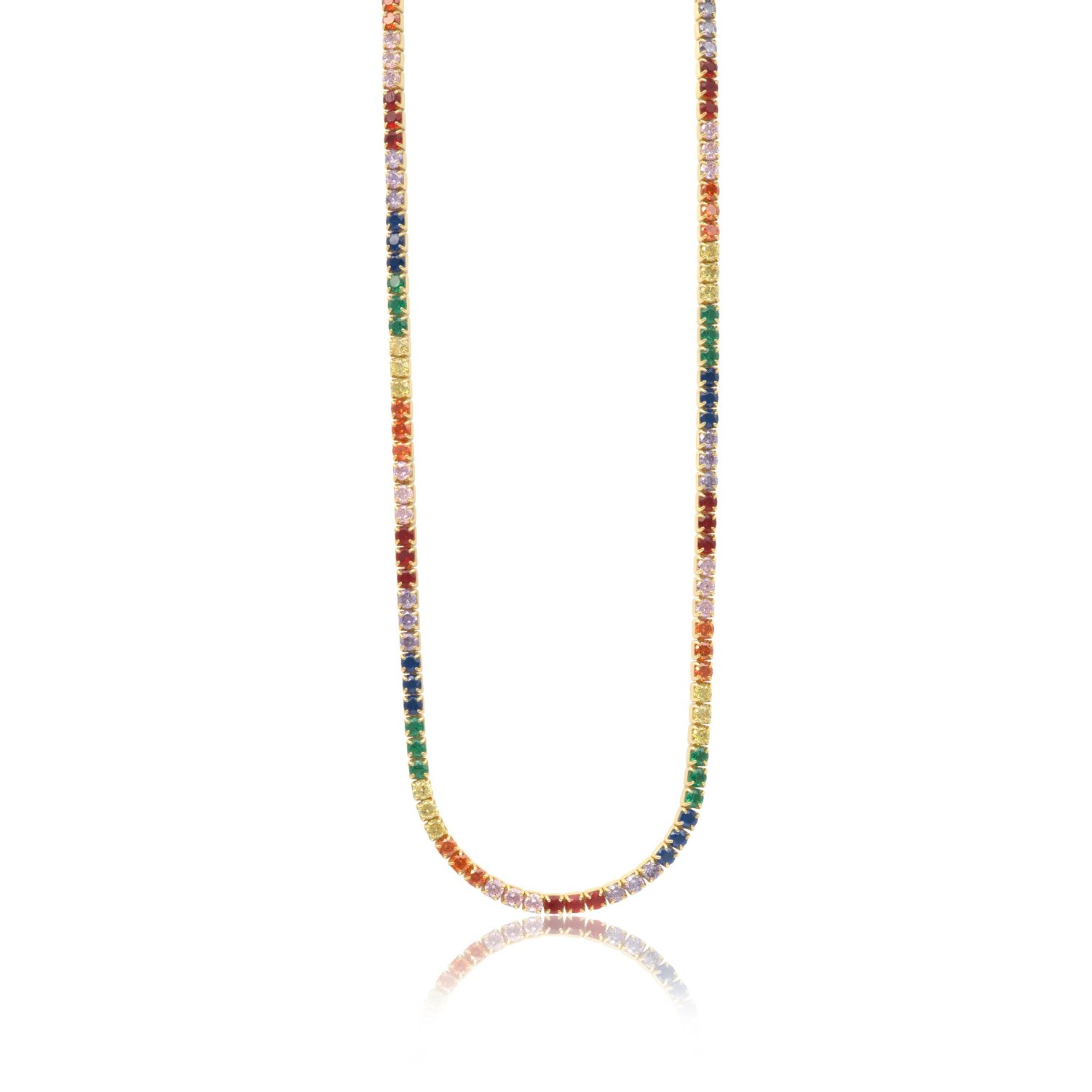 Shymi Women's Gold Thin Tennis Necklace - Multicolor