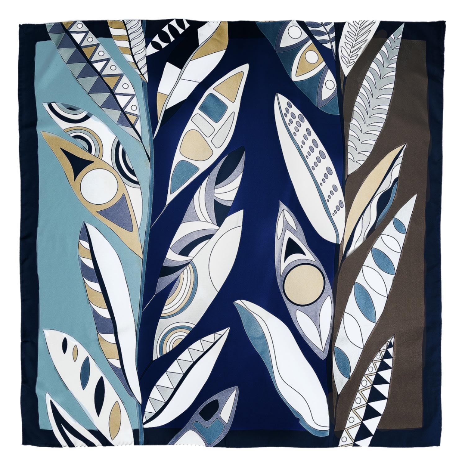 Pashmisy Women's Blue / Brown / White Silk Scarf In Sky Blue With Floral Motif
