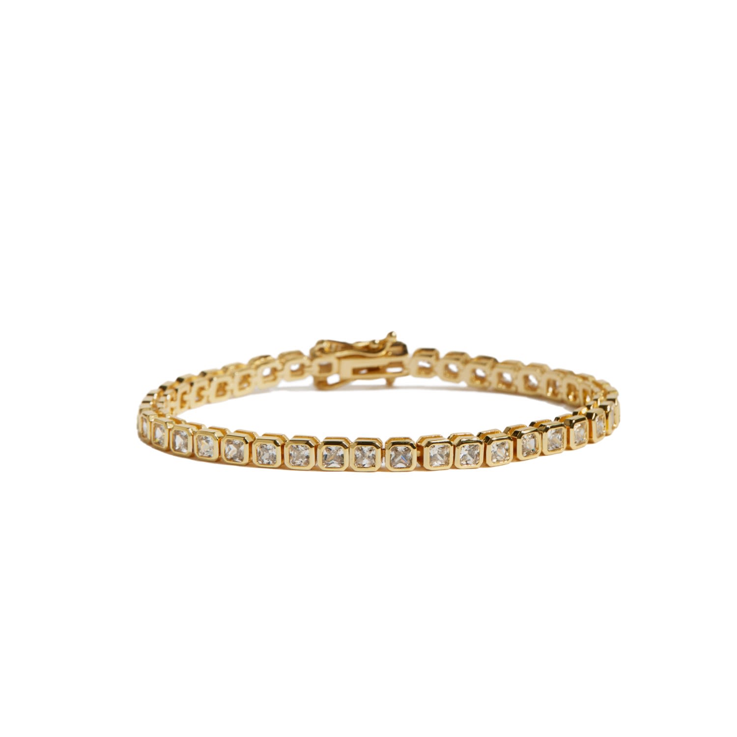 Women’s Squared Bezel Tennis Bracelet Gold Drae Collection