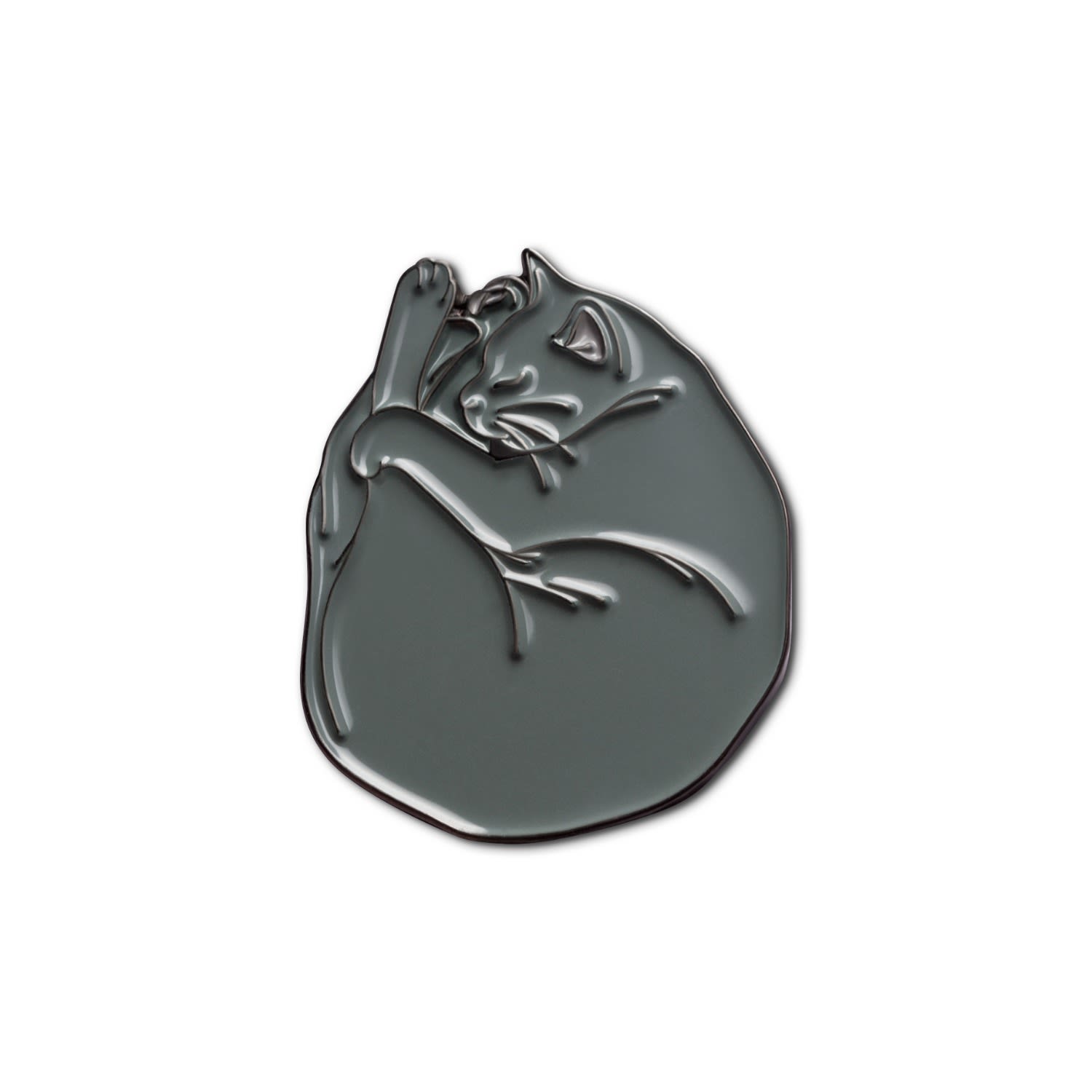 Women’s Grey Enamel Pin Sleeping Cat Make Heads Turn