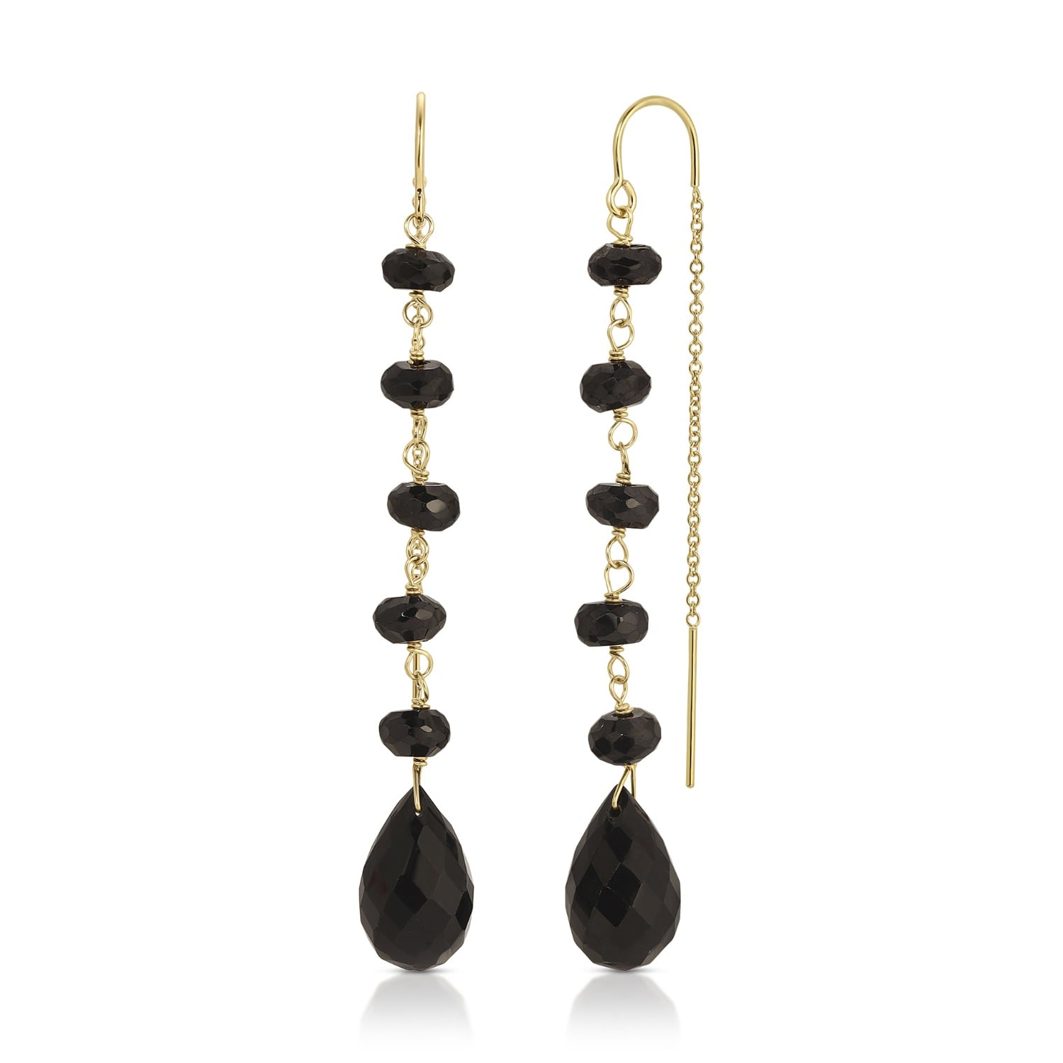 Heather Hawkins Jewelry Women's Dance For You Threader Earrings - Goldfilled - Black Spinel In Black