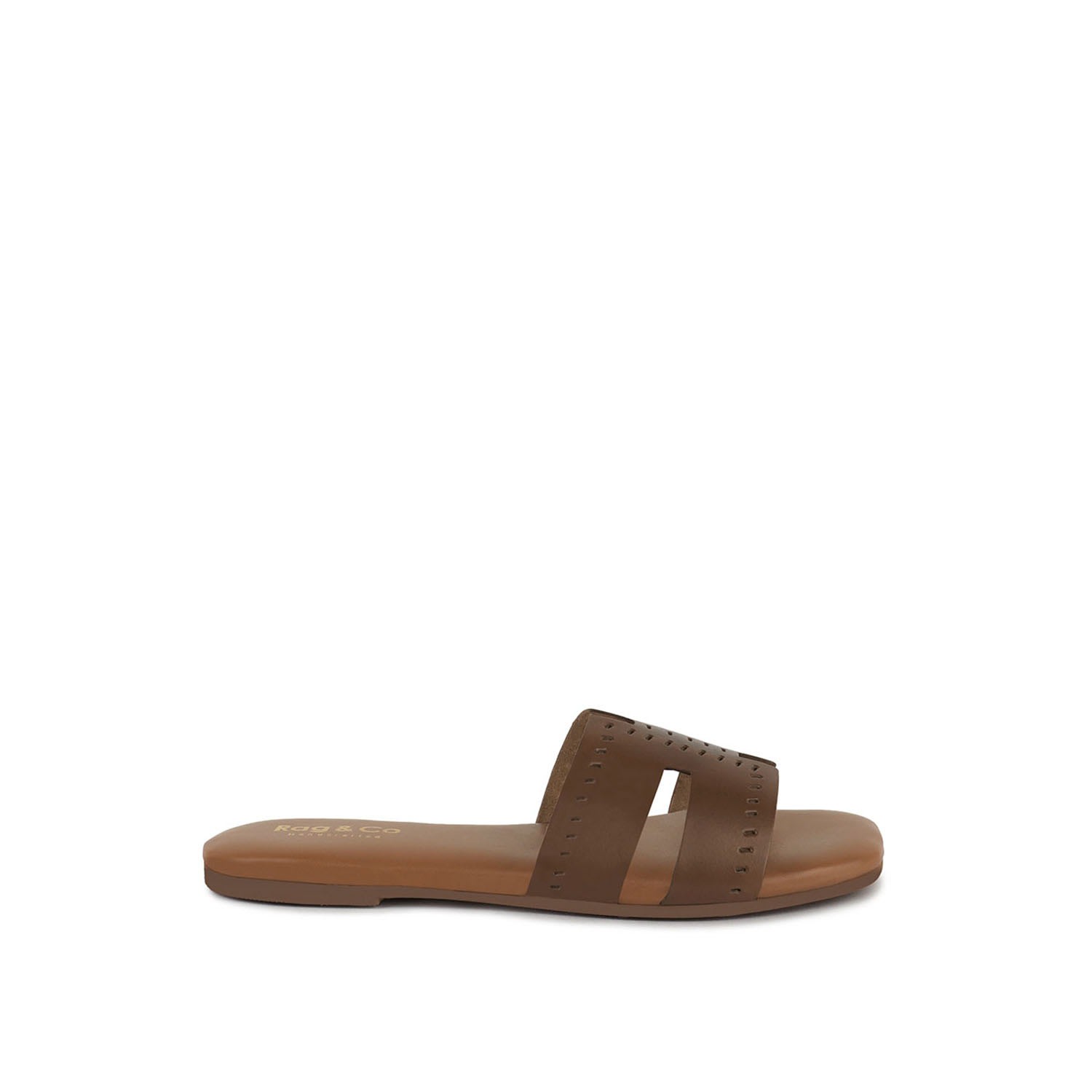Rag & Co Women's Brown Ivanka Tan Cut Out Slip On Sandals In Brown