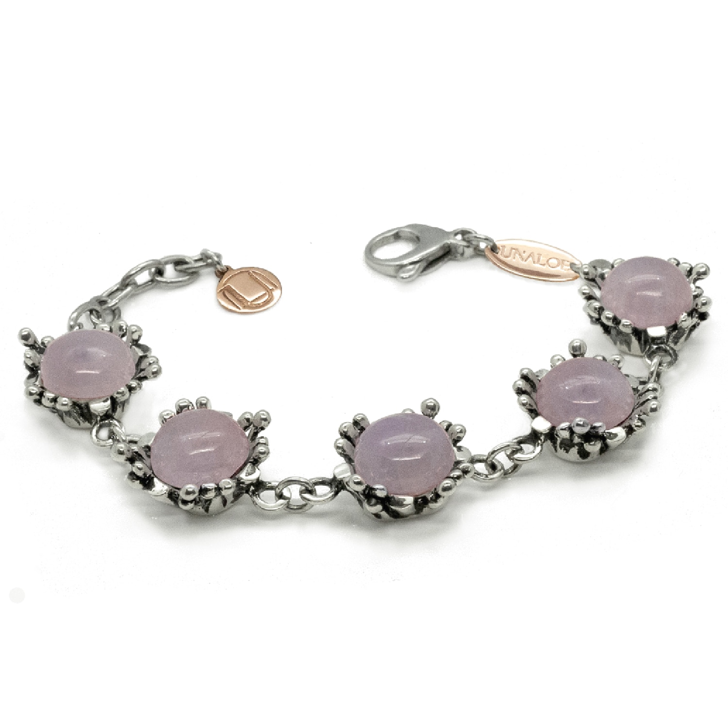 Unaloe Women's Silver / Pink Bracelet Ribes Sterling Silver With Natural Kunzinite In Multi